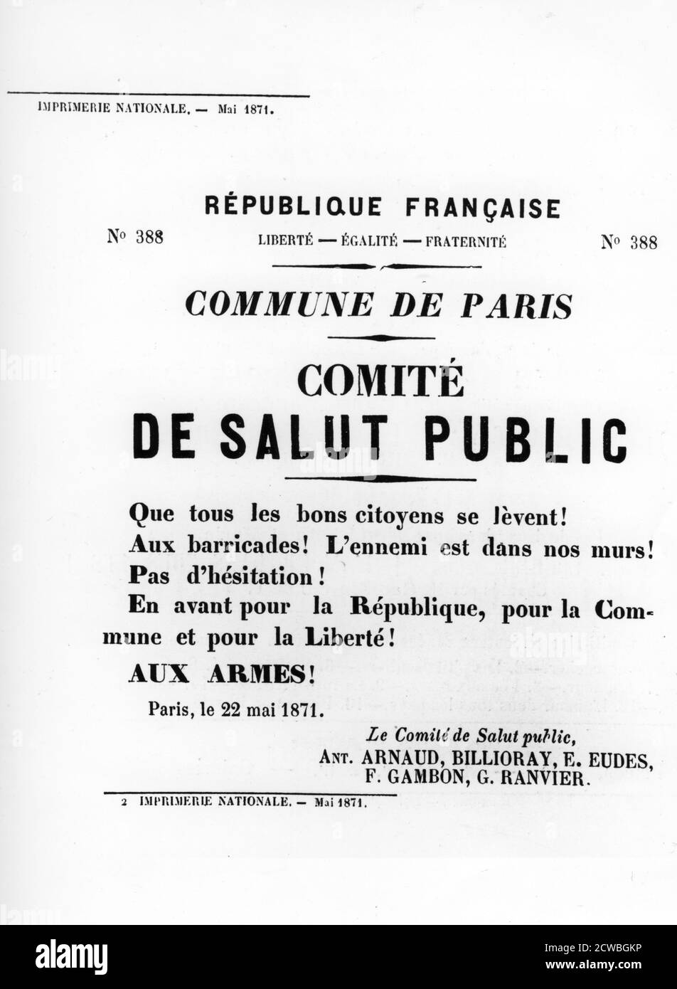 De Salut Public, da manifesti politici francesi della comune di Parigi, maggio 1871. Foto Stock
