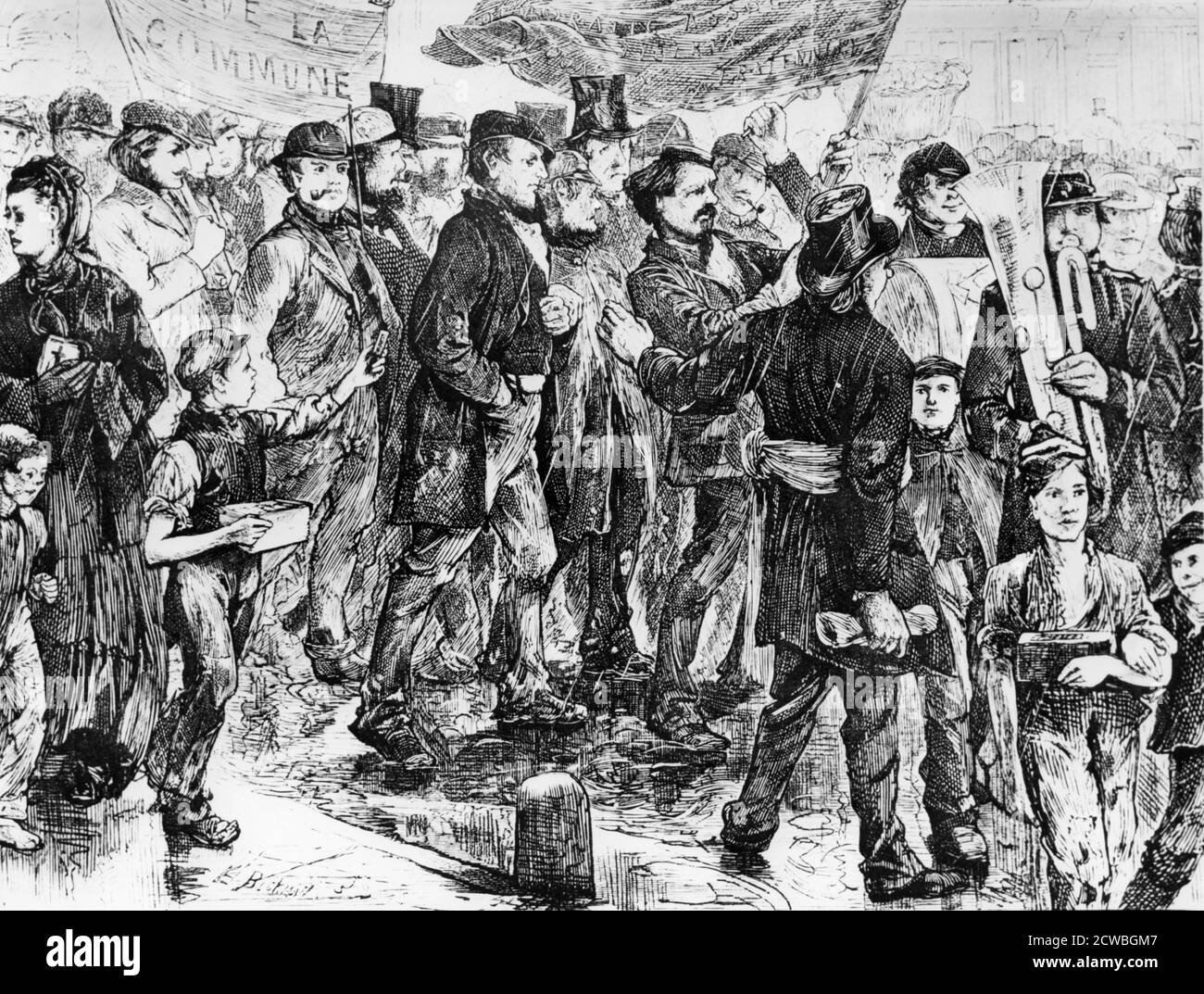 Marzo a favore del comune, la Comune di Parigi del 1871. Da stampare nel Museo di Marx e Engels, Mosca Foto Stock