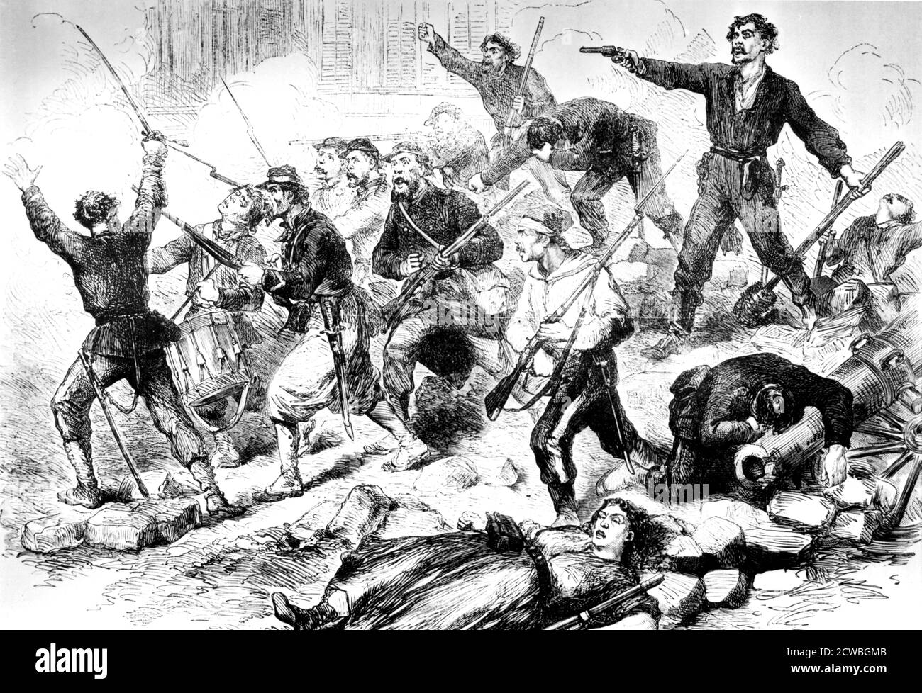 L'ultima battaglia dei Communards maggio 1871, Comune di Parigi. Da stampare nel Museo di Marx e Engels, Mosca Foto Stock