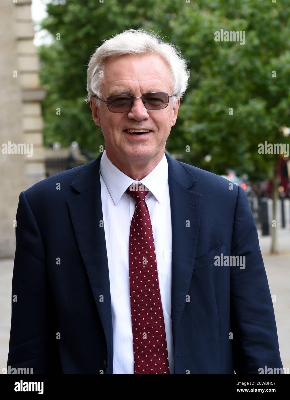 Fotografia di David Davis. David Michael Davis MP (1948-) un politico del partito conservatore britannico che ha servito come Segretario di Stato per uscire dall'Unione europea dal luglio 2016 al luglio 2018 ed è stato membro del Parlamento per Haltemprice e Howden dal 1997 Foto Stock