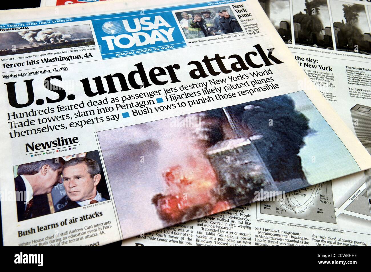 USA Today giornale che riporta sugli attacchi del 9/11 Foto Stock