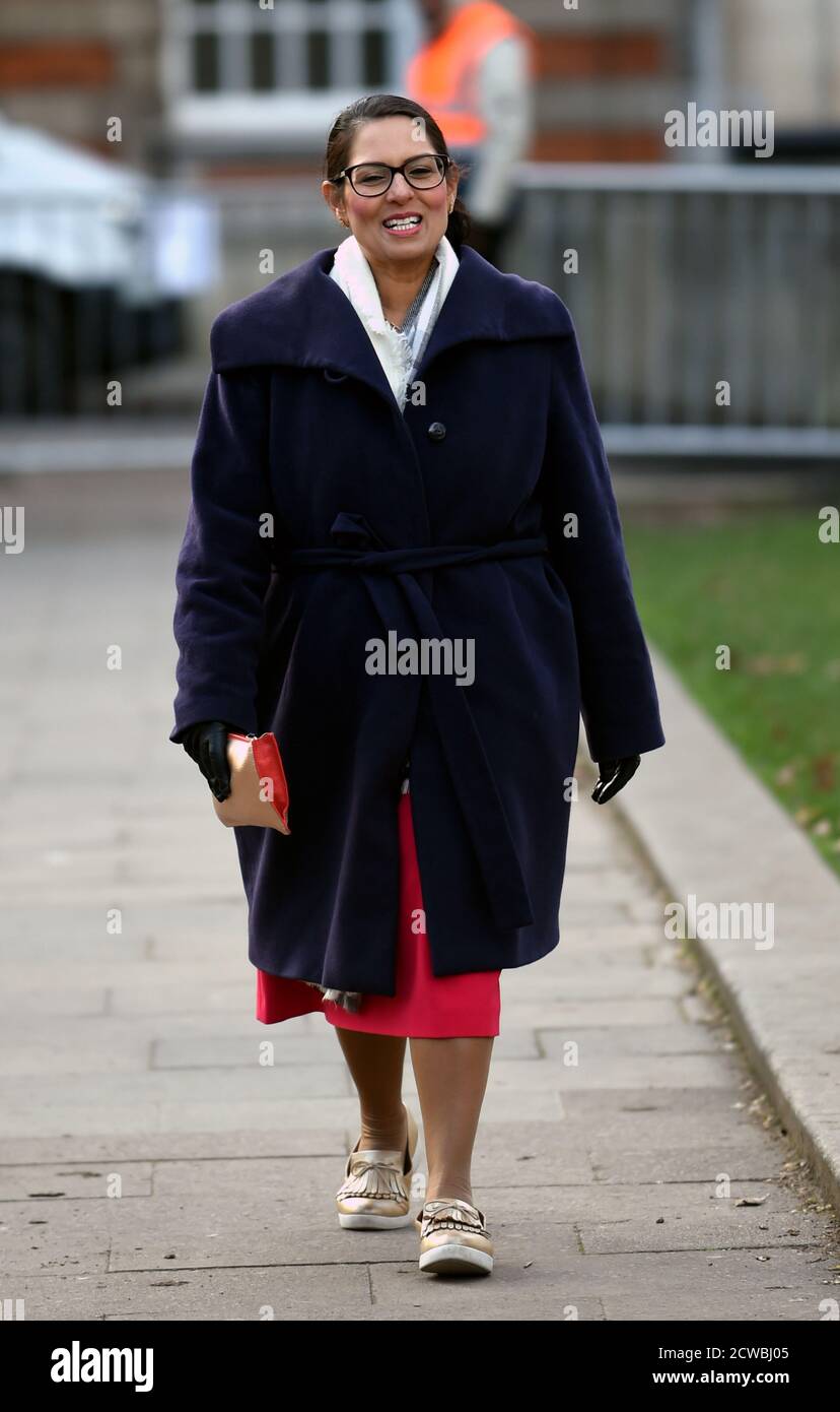 Fotografia di Priti Patel. Priti Sushil Patel (1972-) un politico britannico che è stato Segretario di Casa dal 2019 e membro del Parlamento per Witham dal 2010. Dal 2016 al 2017 è stata Segretario per lo sviluppo internazionale Foto Stock