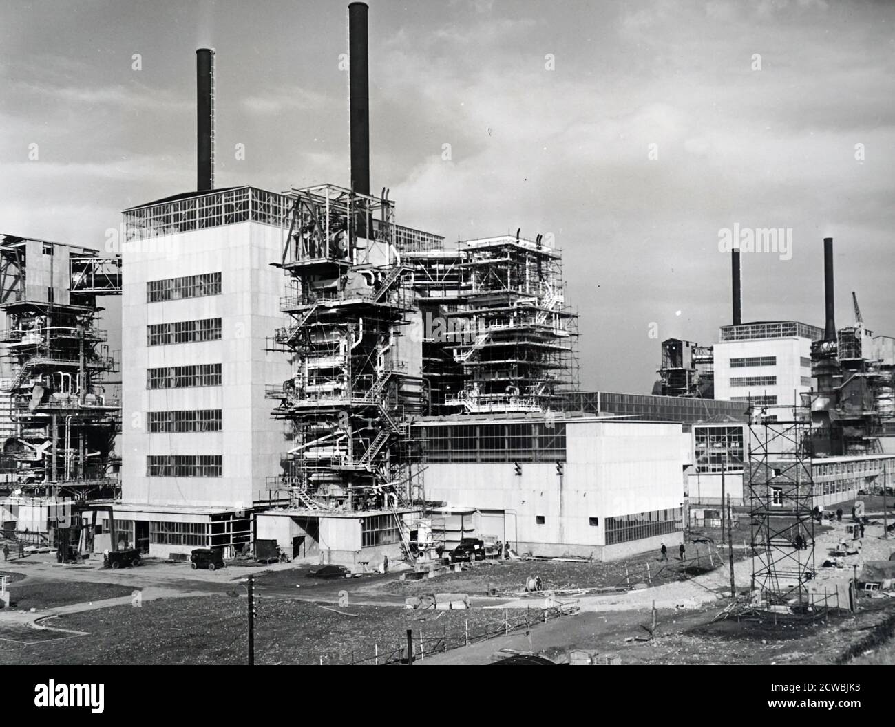 Fotografia di Calder Hall, Cumberland, Inghilterra, la prima centrale nucleare su scala commerciale. Foto Stock