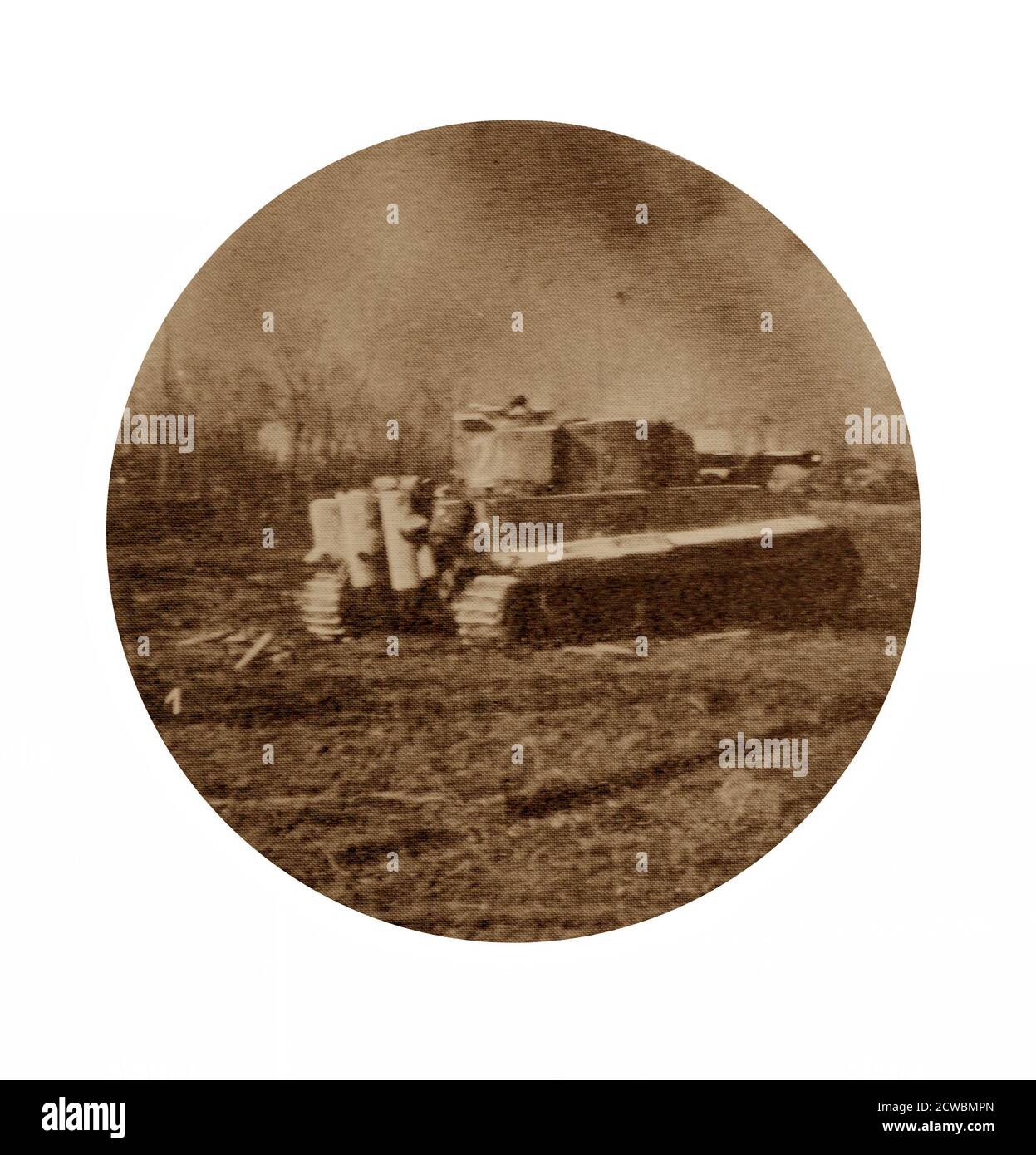 Fotografia in bianco e nero della Battaglia di Francia, maggio-giugno 1940; carri armati tedeschi in Belgio. Foto Stock