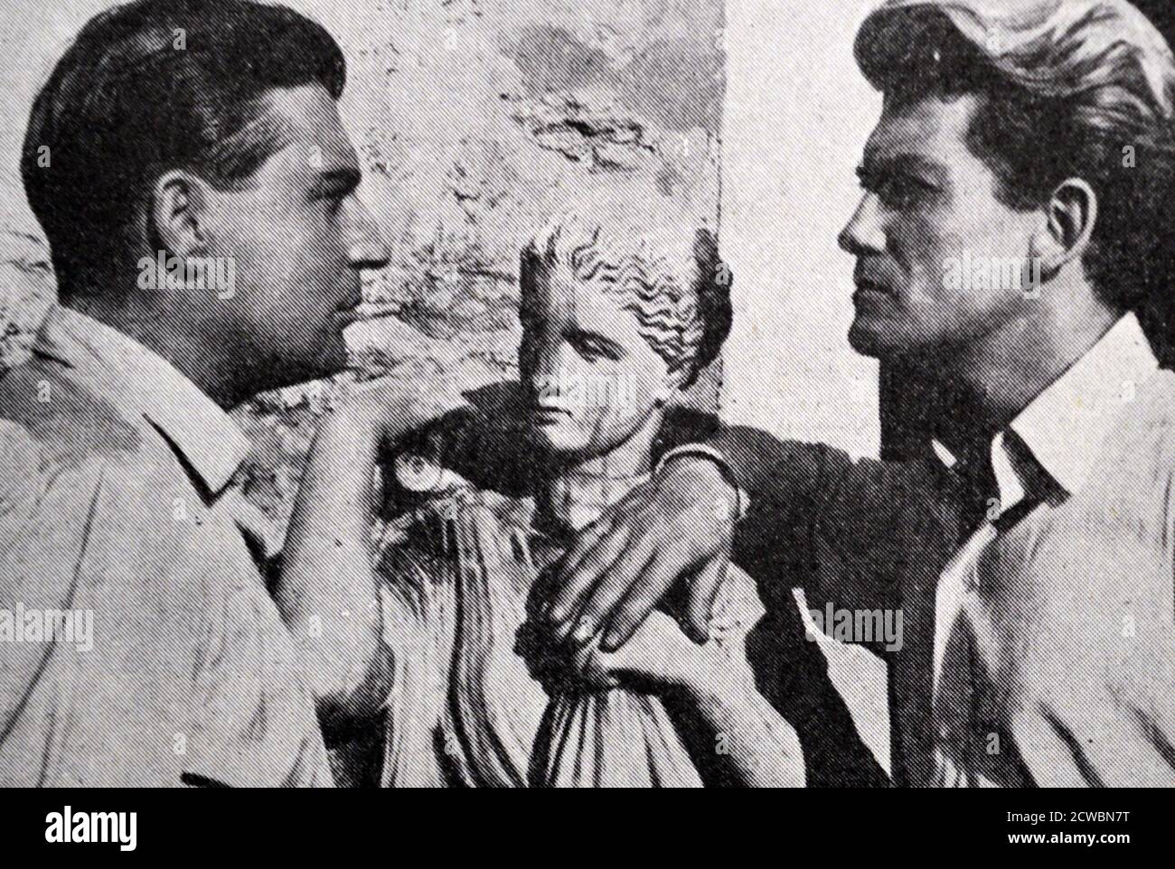 Fotografia in bianco e nero dell'industria cinematografica; Jean Marais e Francois Perier in 'Orpheus' di Cocteau. Foto Stock