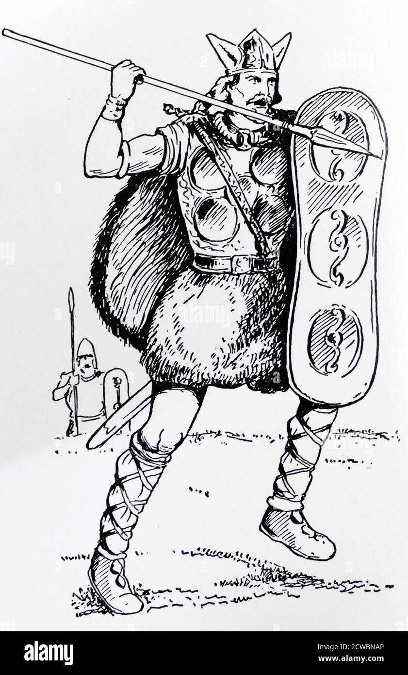 Illustrazione raffigurante un guerriero anglosassone Foto Stock