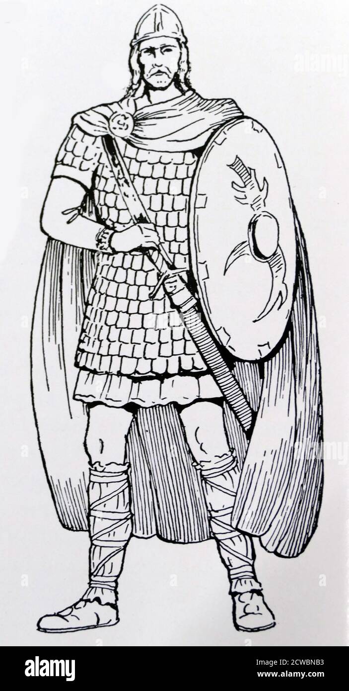 Illustrazione raffigurante un guerriero anglosassone Foto Stock