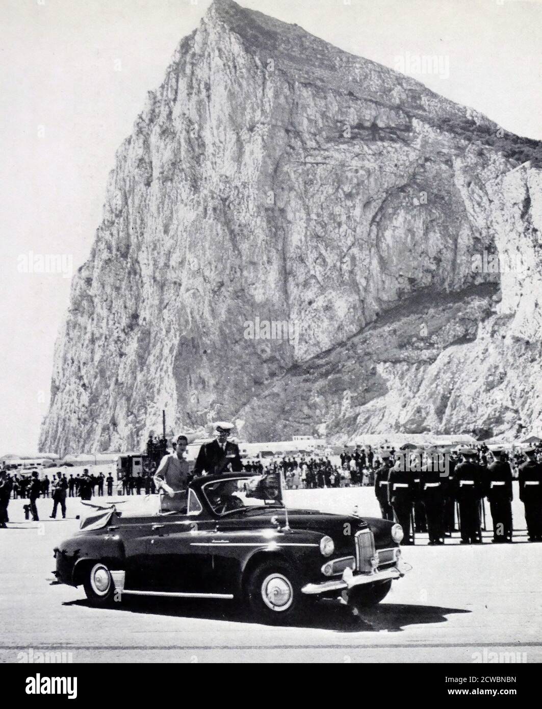 La regina Elisabetta II e il principe Filippo, visitarono Gibilterra nel maggio 1954 Foto Stock