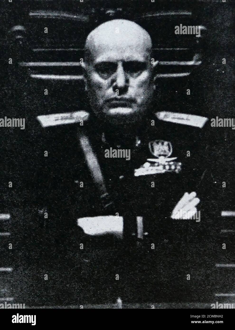 Benito Mussolini (1883 - 1945); politico e giornalista italiano, leader del Partito Nazionale fascista. Governò l'Italia come primo ministro dal 1922 al 1943; Foto Stock