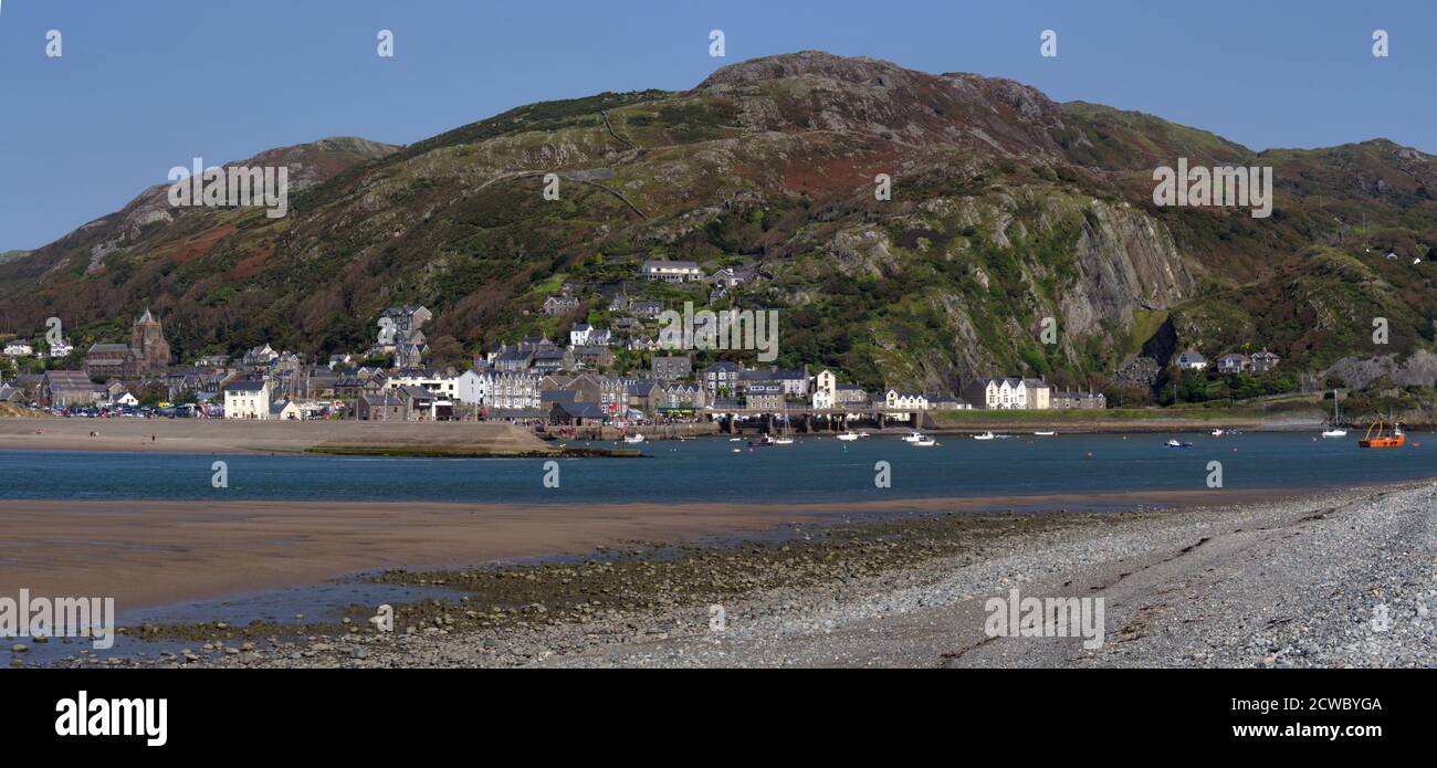 Immagine panoramica del porto di Barmouth Galles del Nord Foto Stock