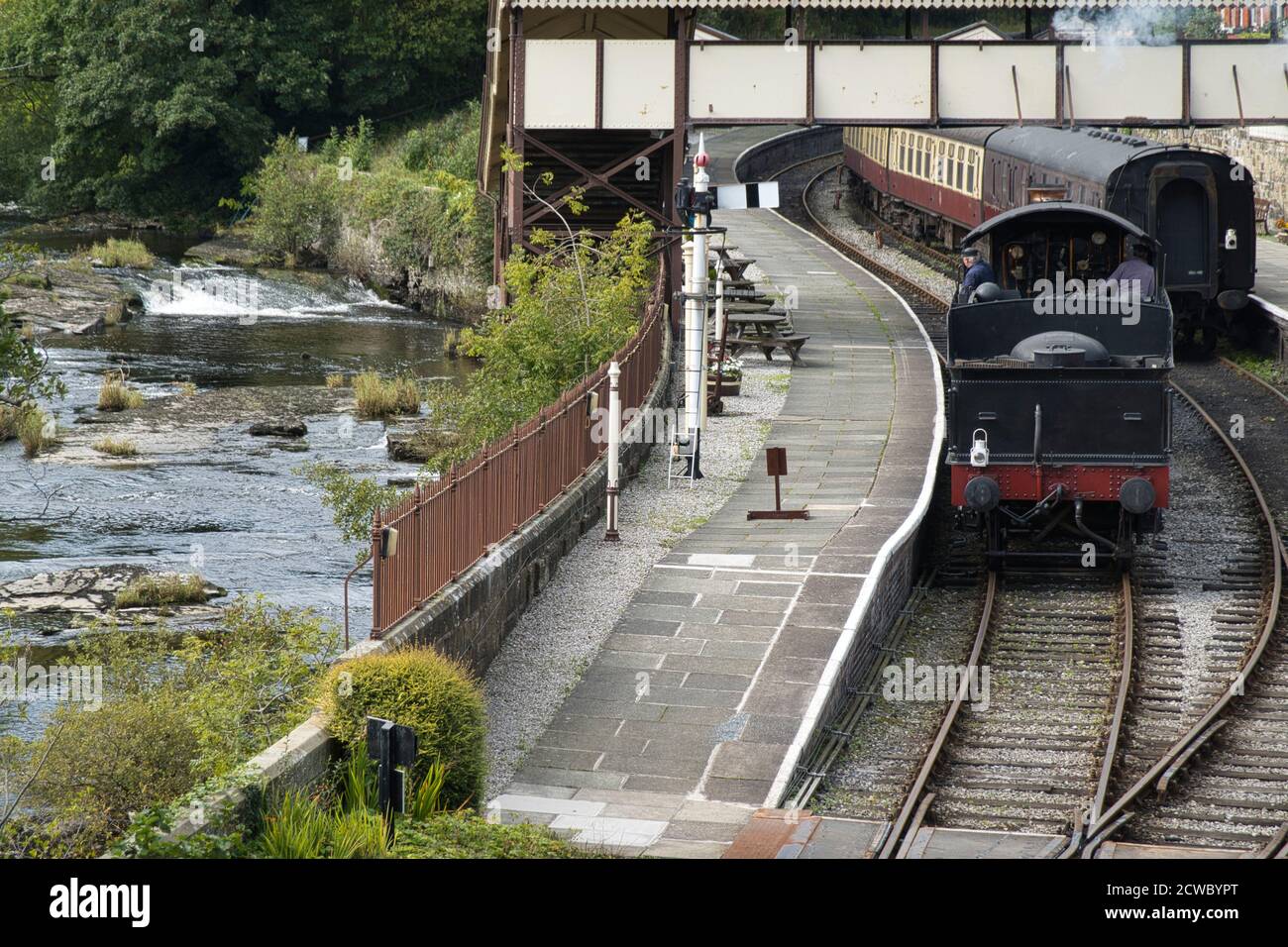 Llangollen Heritage stazione ferroviaria dal ponte Foto Stock