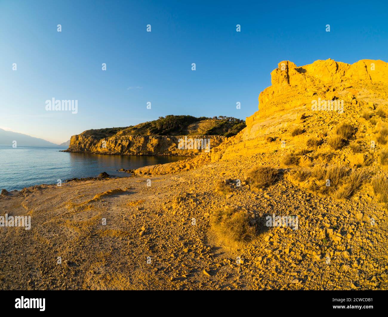 Terz Marle e arenaria della spiaggia di Lopar a Rab isola Croazia Europa Foto Stock