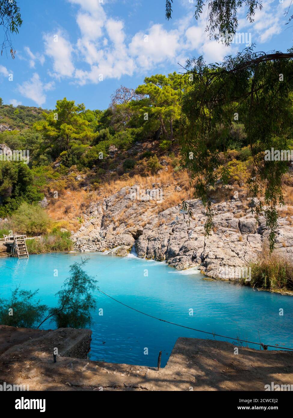 Laguna Termale Blu, Dalyan, Provincia di Muğla, Turchia Foto Stock