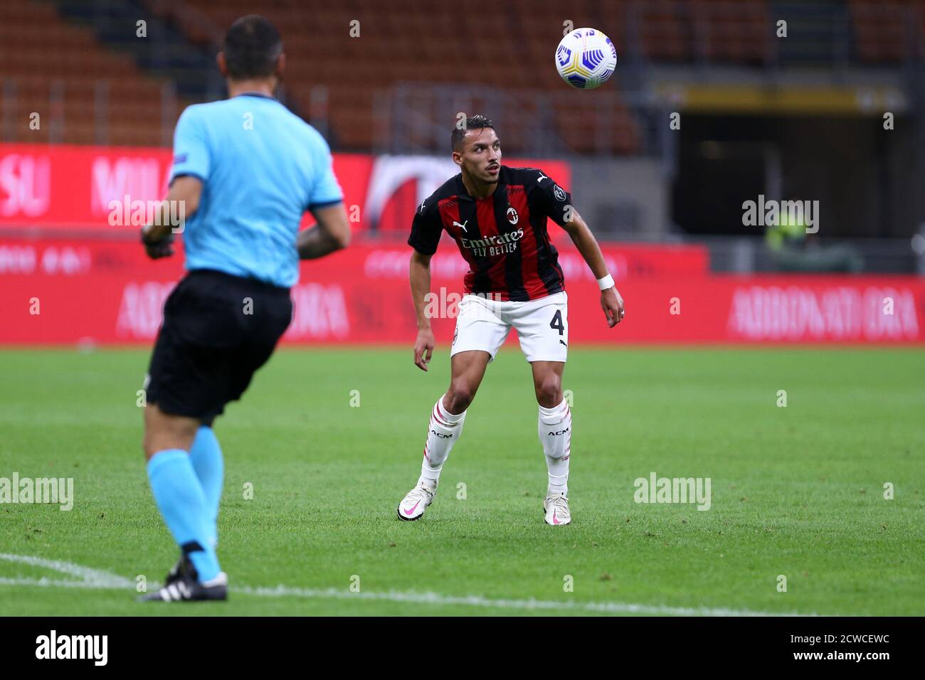 Milano, Italia. 24 settembre 2020. UEFA Europa League. Ismael Bennacer della AC Milan durante la terza partita di qualificazione della UEFA Europa League tra AC Milan e Fotballklubben Bodo/Glimt. Foto Stock