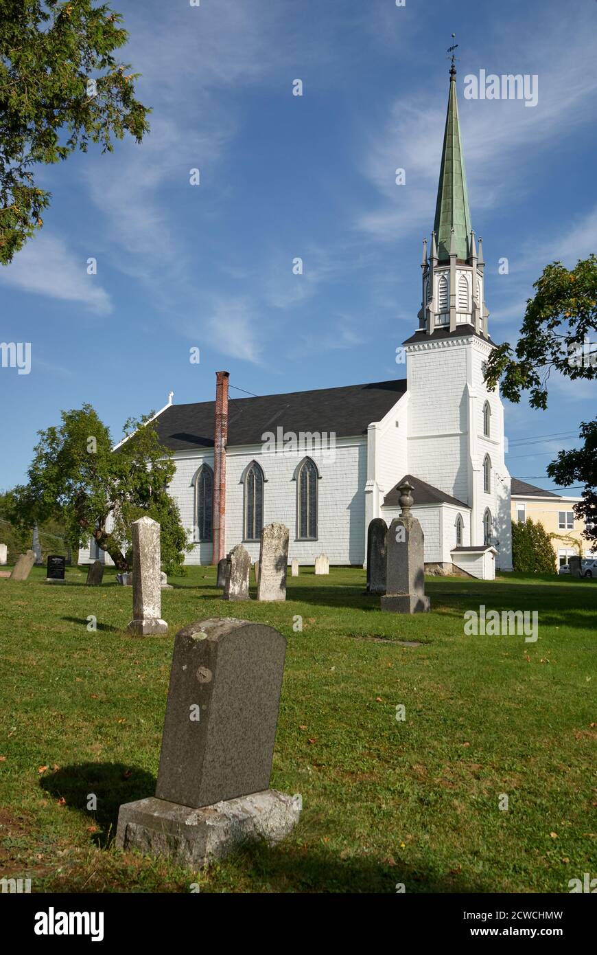 Chiesa della Trinità e il cimitero Sito Storico Nazionale del Canada a Kingston, New Brunswick, Canada Foto Stock
