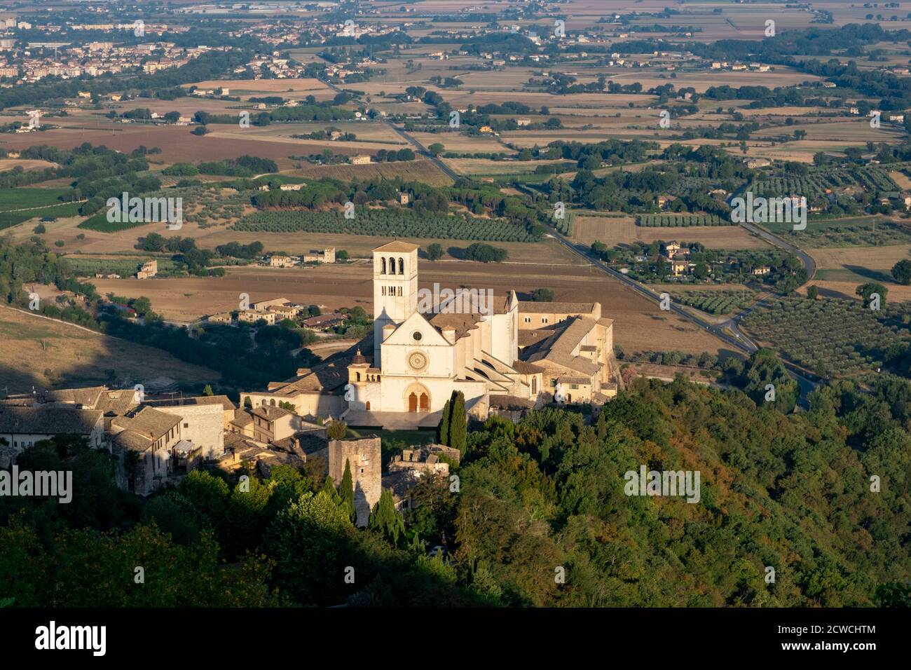 Vista panoramica di Assisi, in provincia di Perugia, in Umbria Foto Stock