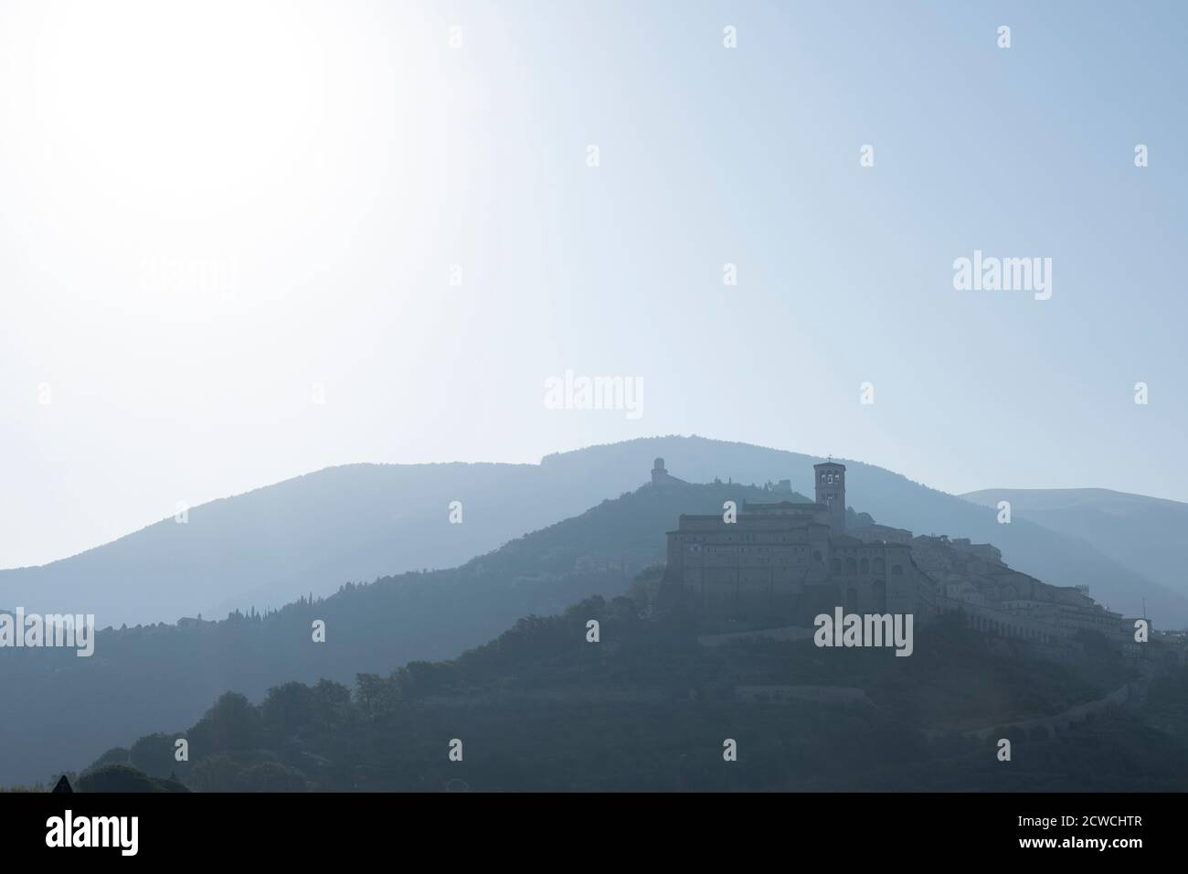 Vista panoramica di Assisi, in provincia di Perugia, in Umbria Foto Stock