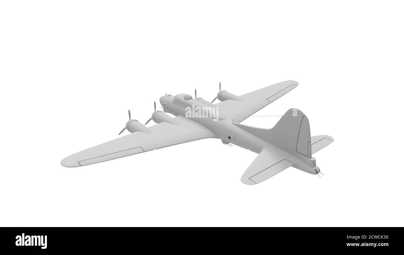 Rednering 3D di una guerra mondiale due aerei bombardieri bianco modello Foto Stock
