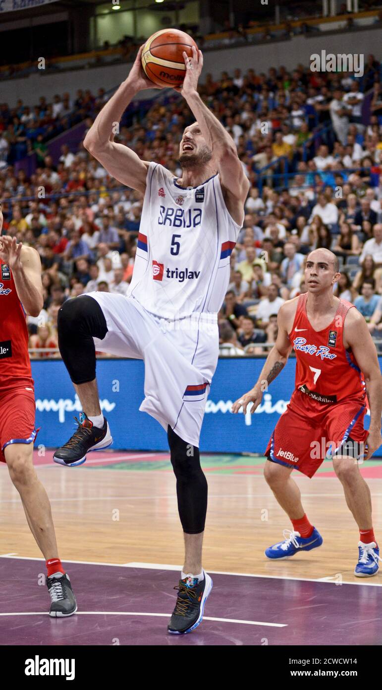 Marko Simonovic. Serbia Basketball Nazionale Team. Torneo OQT di FIBA, Belgrado 2016 Foto Stock