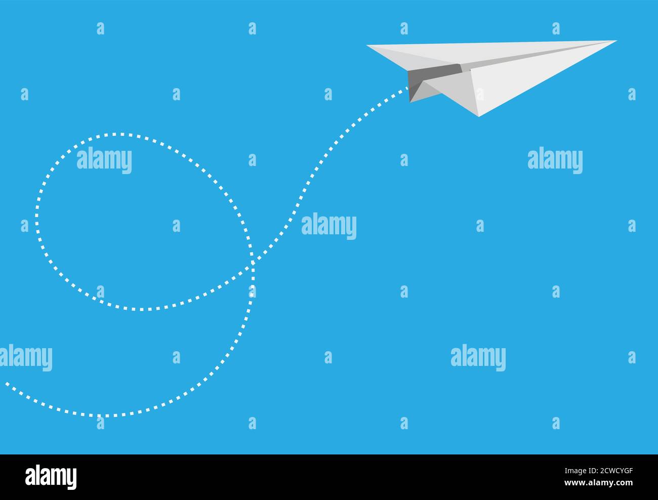 piano di carta in volo contro lo sfondo blu dell'illustrazione vettoriale Illustrazione Vettoriale