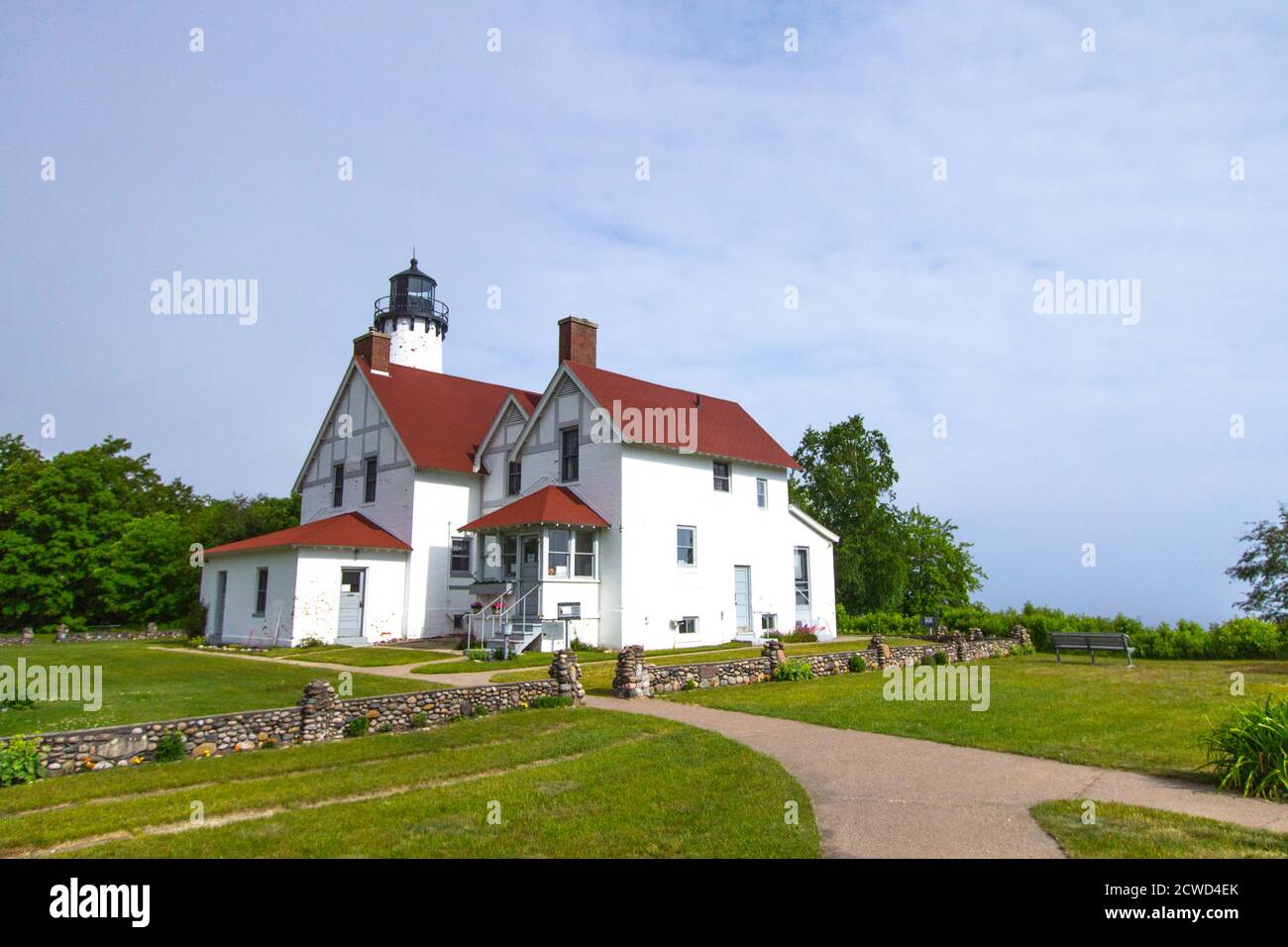 Faro di Point Iroquois. Il faro di Point Iroquois si trova sulla costa del Lago superiore e parte della Foresta Nazionale di Hiawatha Foto Stock