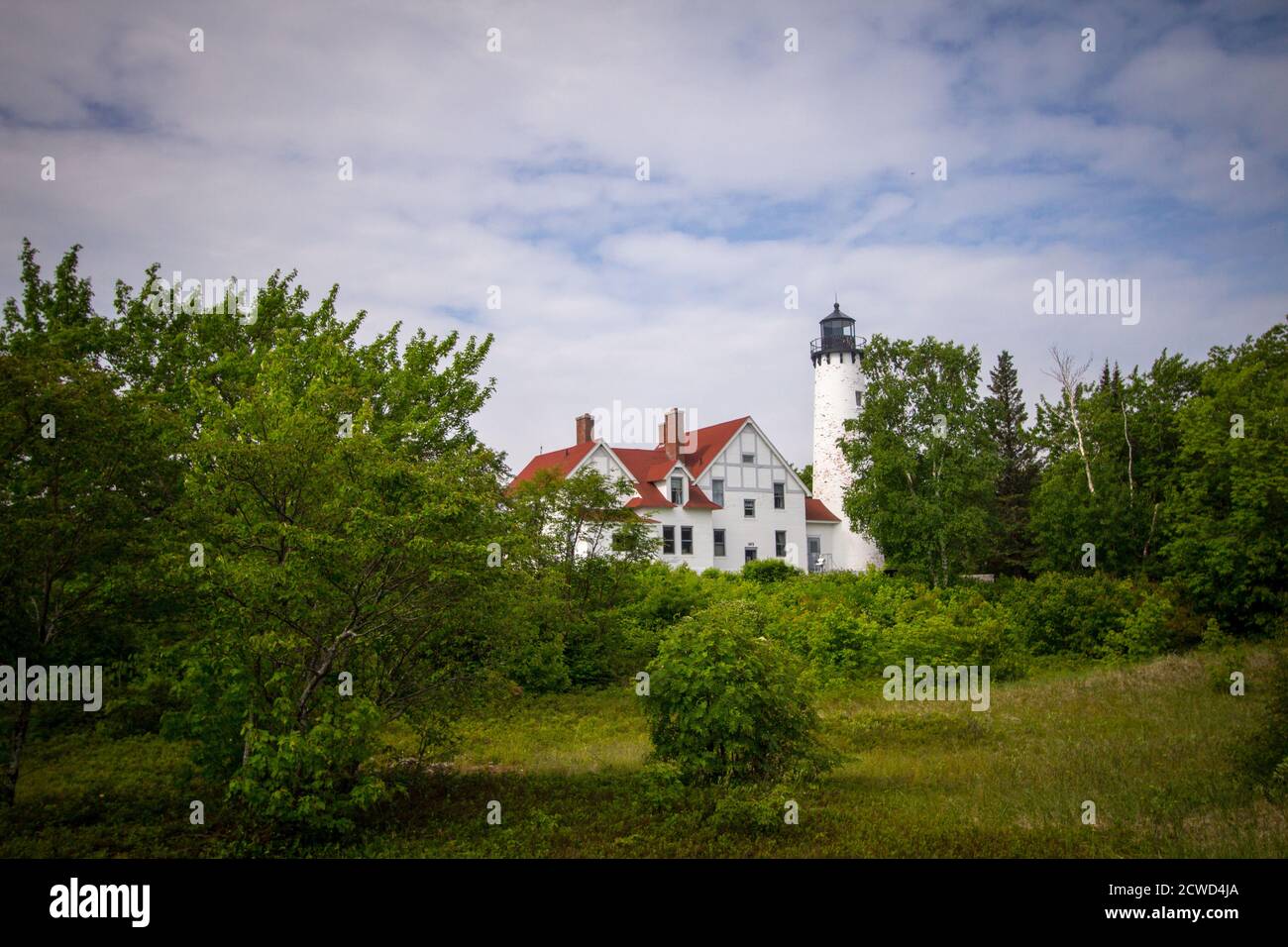 Faro di Point Iroquois. Il faro di Point Iroquois si trova sulla costa del lago Superior nella Foresta Nazionale di Hiawatha nel Michigan. Foto Stock
