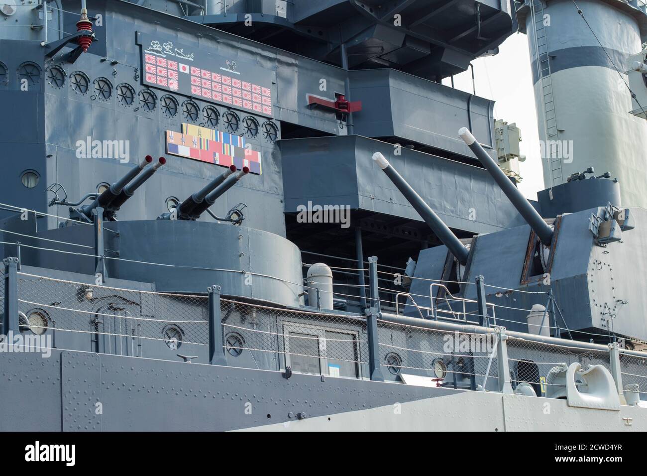 Wilmington, North Carolina USA - Febbraio 11 2020 corazzata USS North Carolina, attualmente ormeggiata lungo il fiume Cape Fear a Wilmington, North Carolina. Foto Stock