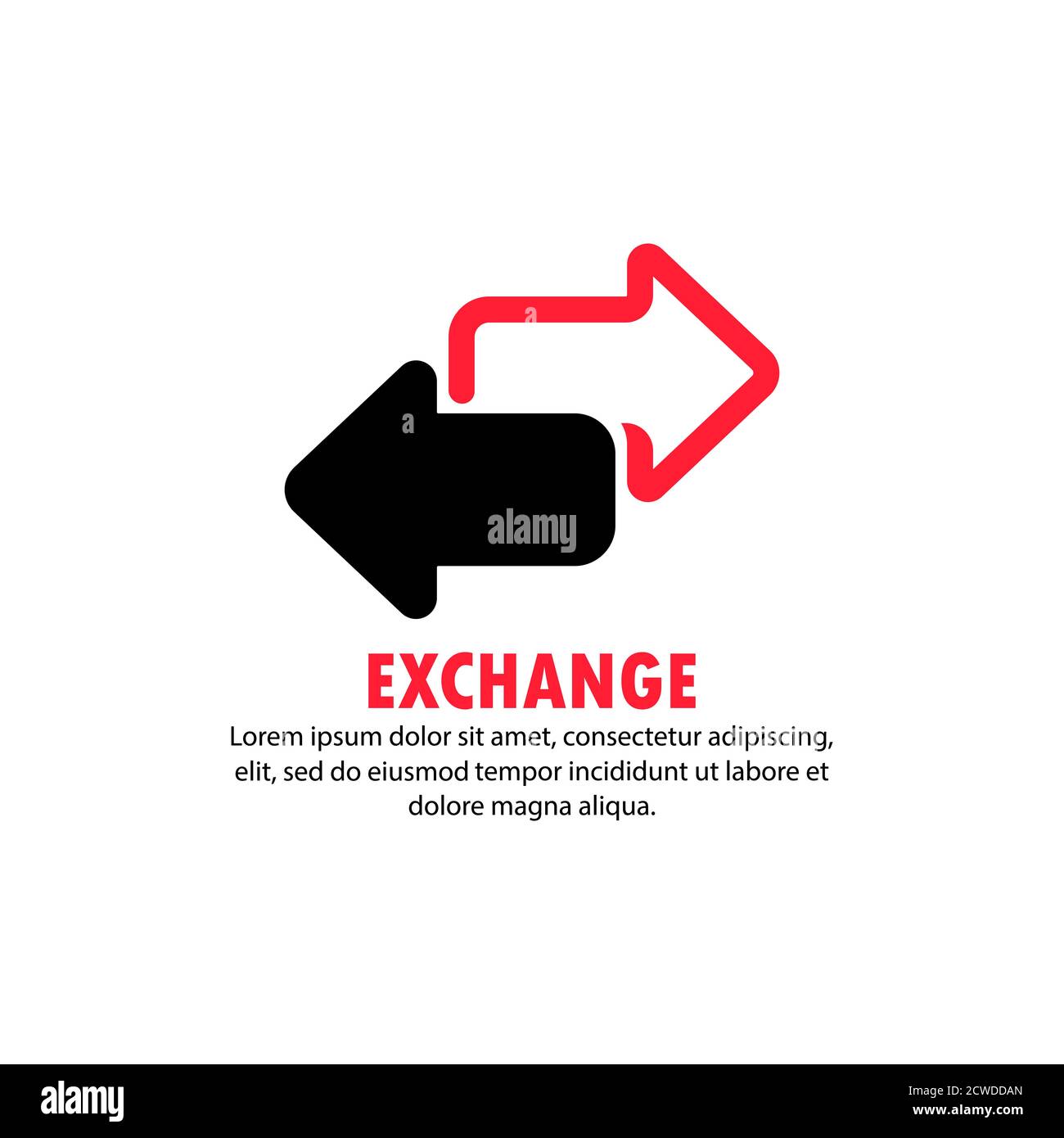 Icona Exchange. Frecce nere di direzione per trasferimento, sincronizzazione, dati di migrazione. Vettore su sfondo bianco isolato. EPS 10 Illustrazione Vettoriale