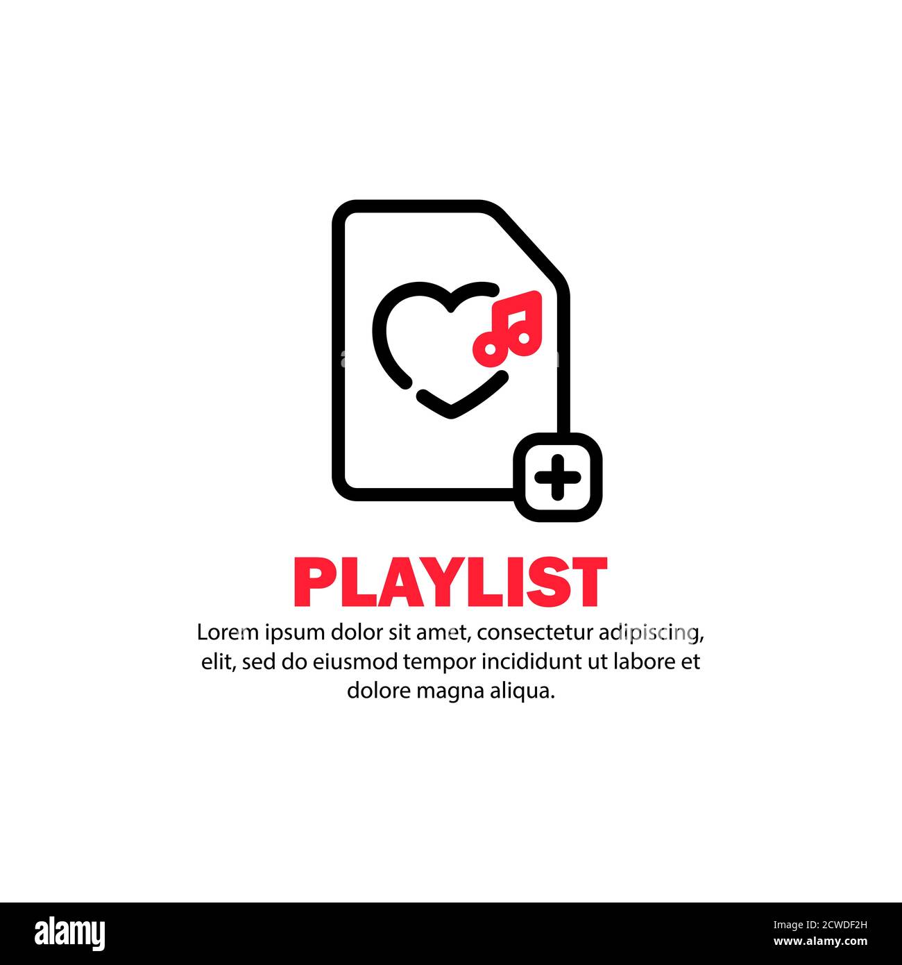 Icona della playlist preferita. Canzoni romantiche. Lettore musicale. Vettore su sfondo bianco isolato. EPS 10 Illustrazione Vettoriale