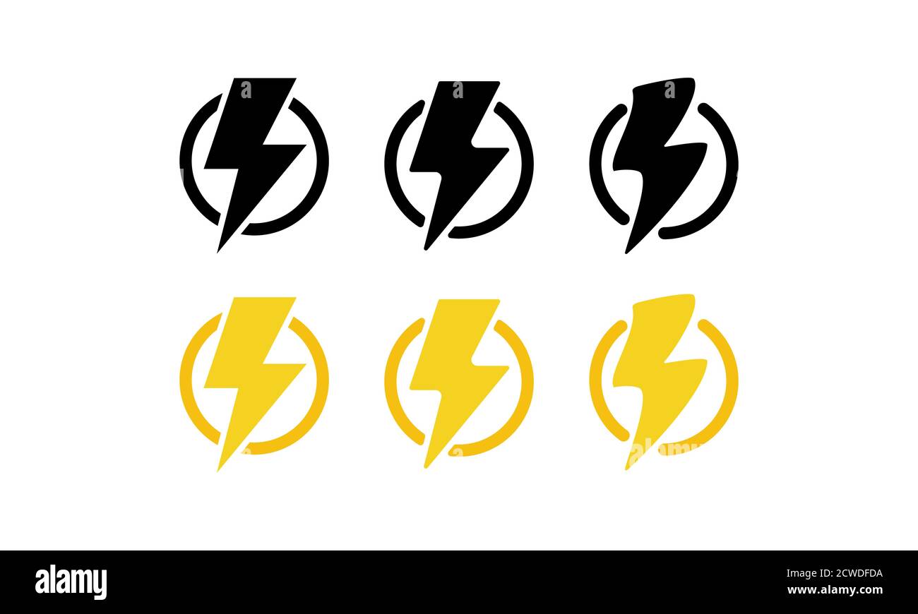 Set di icone Lightning Bolt. Flash. Temporale. Vettore su sfondo bianco isolato. EPS 10 Illustrazione Vettoriale