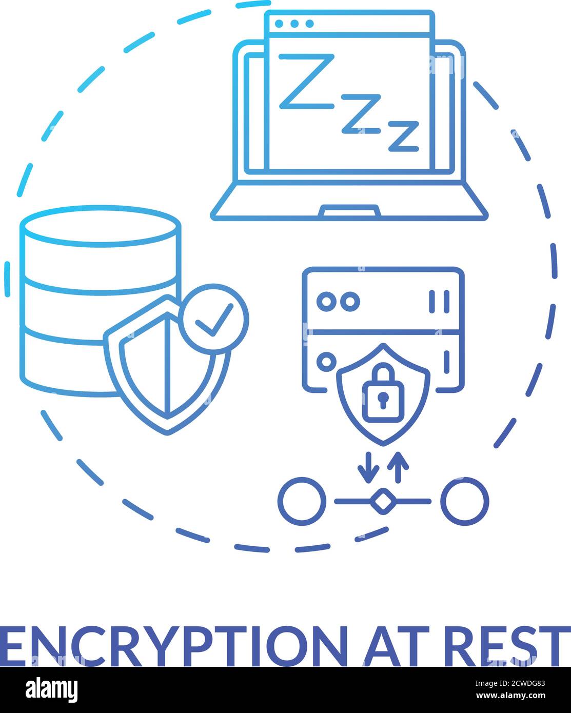 Icona del concetto di crittografia a riposo Illustrazione Vettoriale