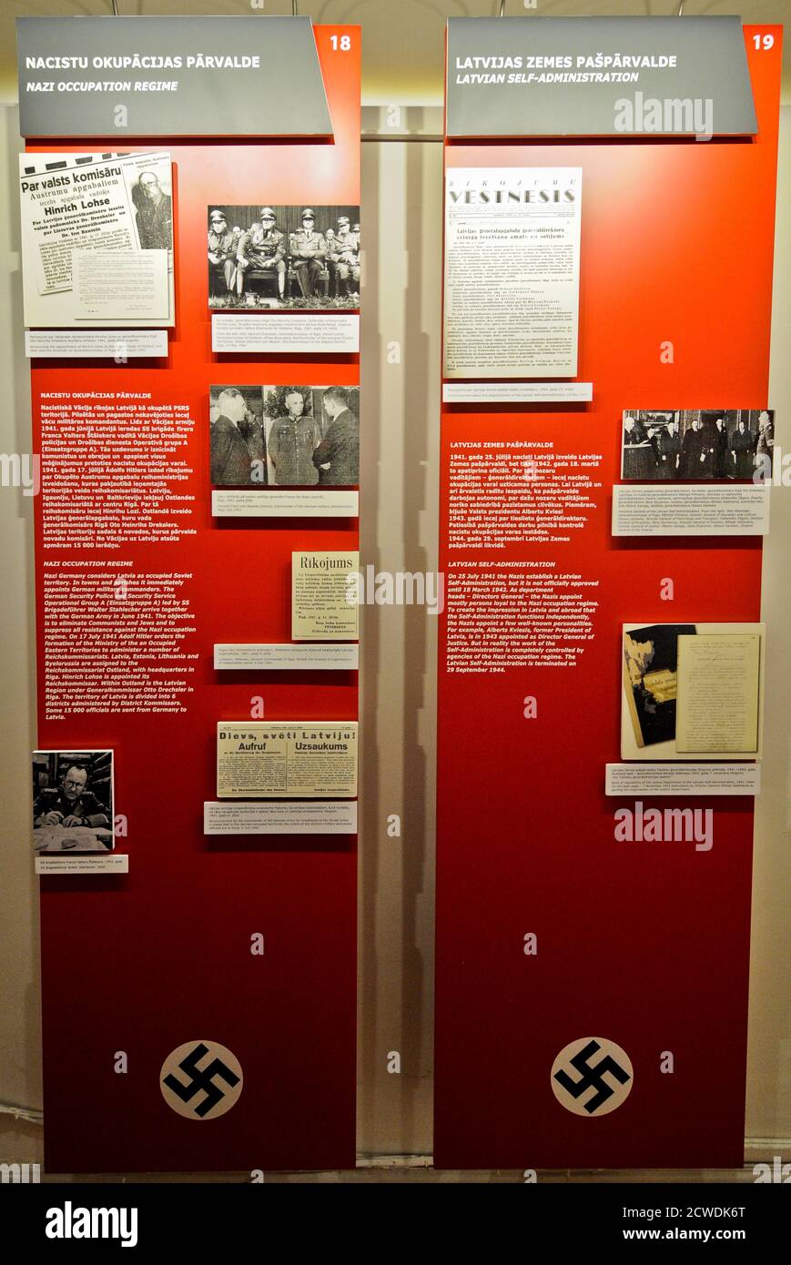Museo dell'occupazione della Lettonia: Pannello regime di occupazione nazista, riga Foto Stock
