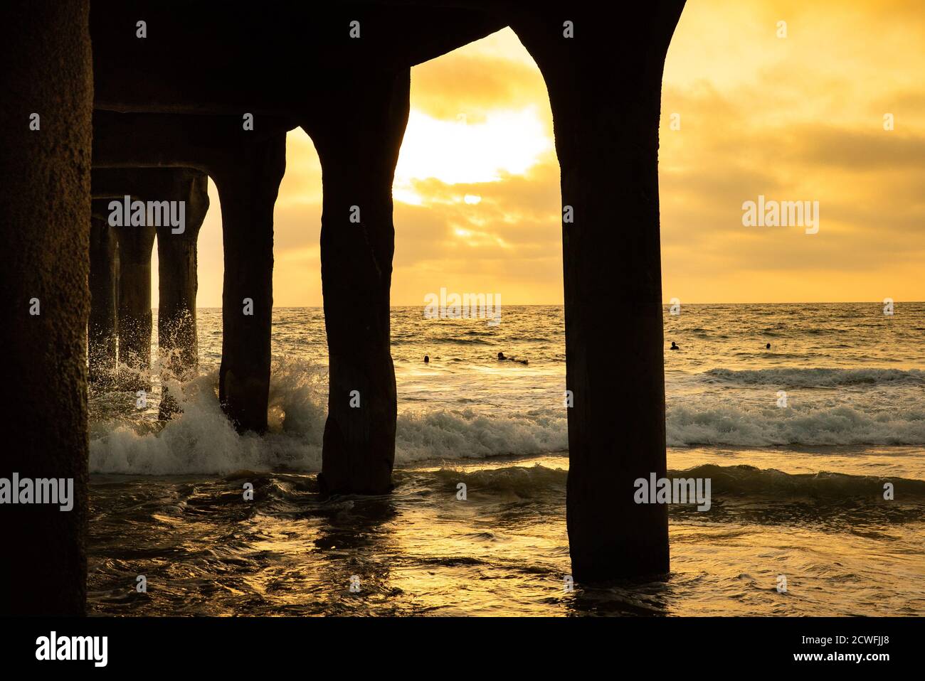 Manhattan Beach, California Pier Golden Hour Foto Stock