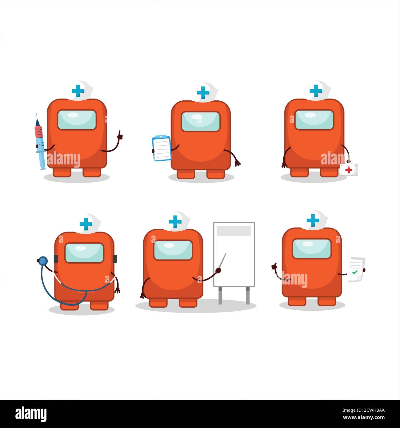 Medico professione emoticon con tra noi cartoon arancione carattere Illustrazione Vettoriale