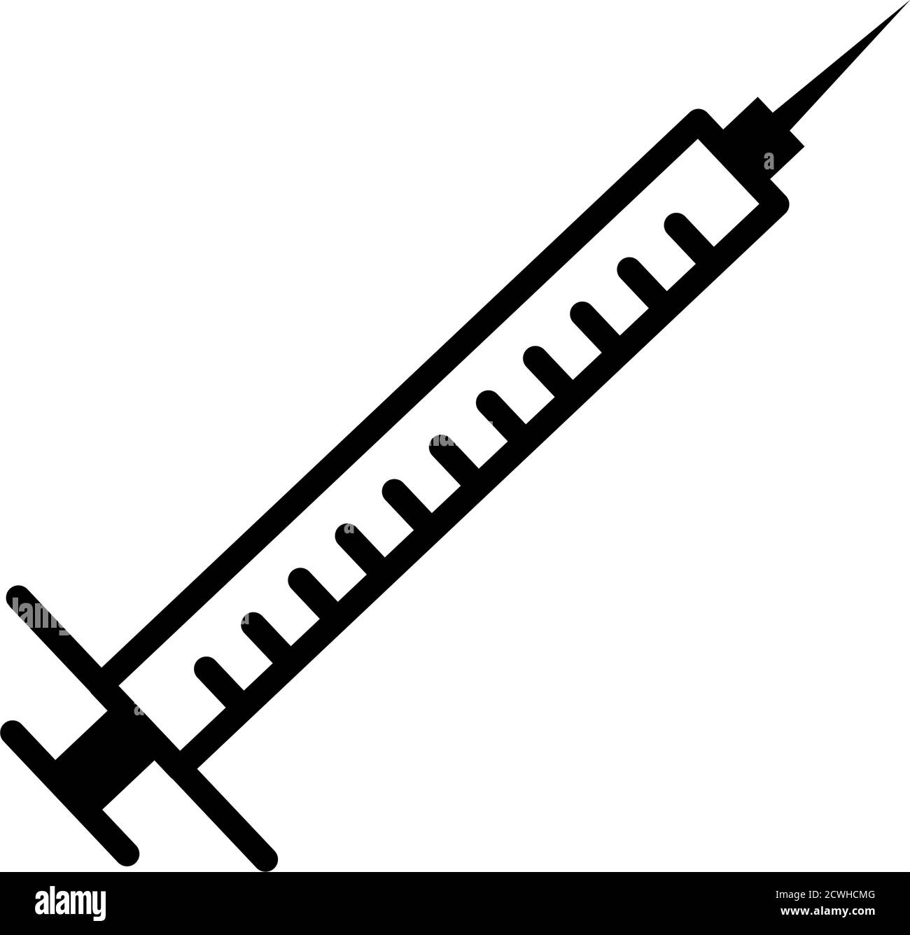 Siringa ipodermica, iniezione. Icona della malattia del diabete, monitoraggio della vita del glucosio. Logo infografico moderno e pittogramma Illustrazione Vettoriale