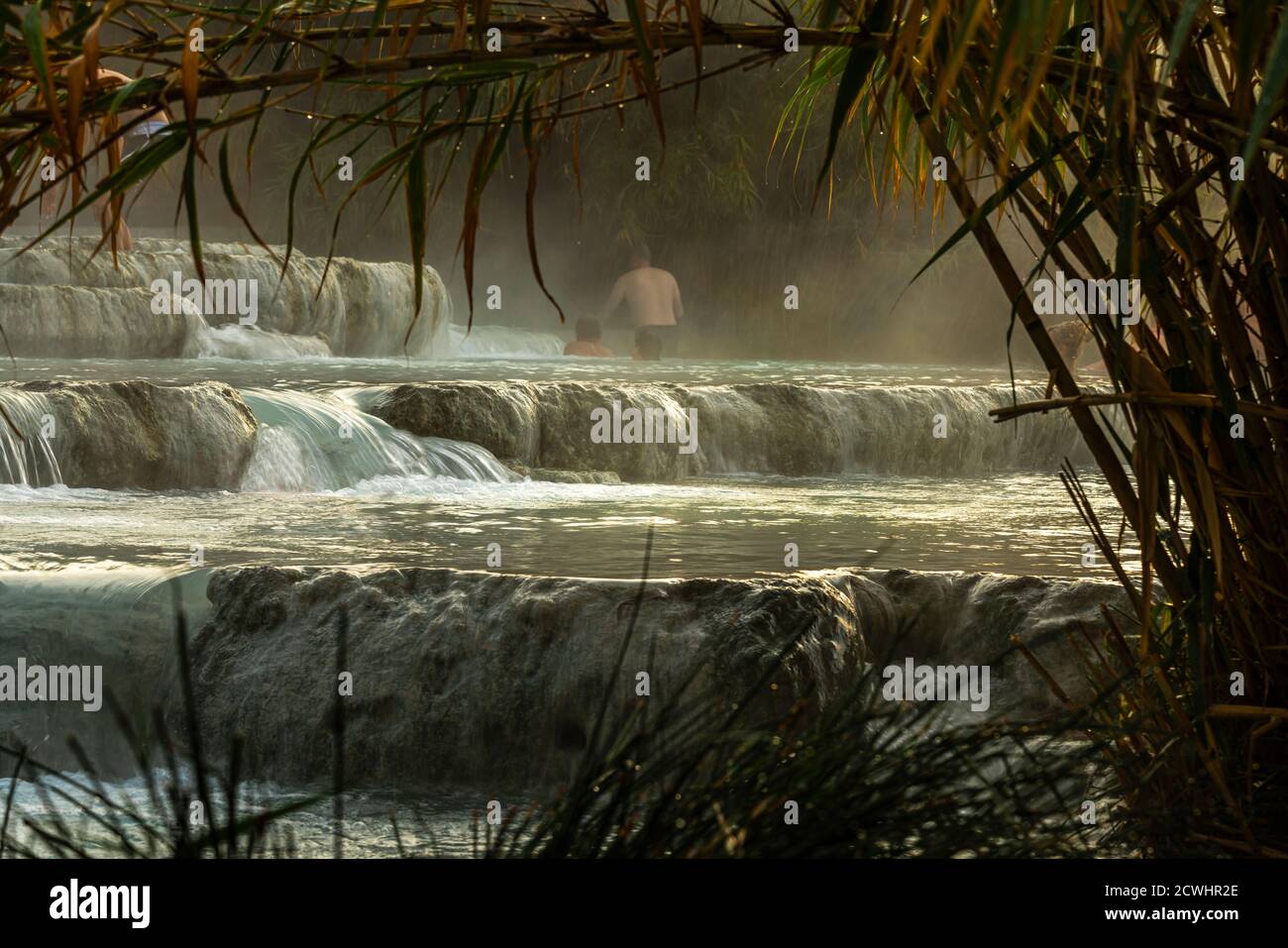 Cascate del Mulino, piscine naturali di acqua termale. Saturnia, Grosseto, Toscana, Italia, Europa Foto Stock