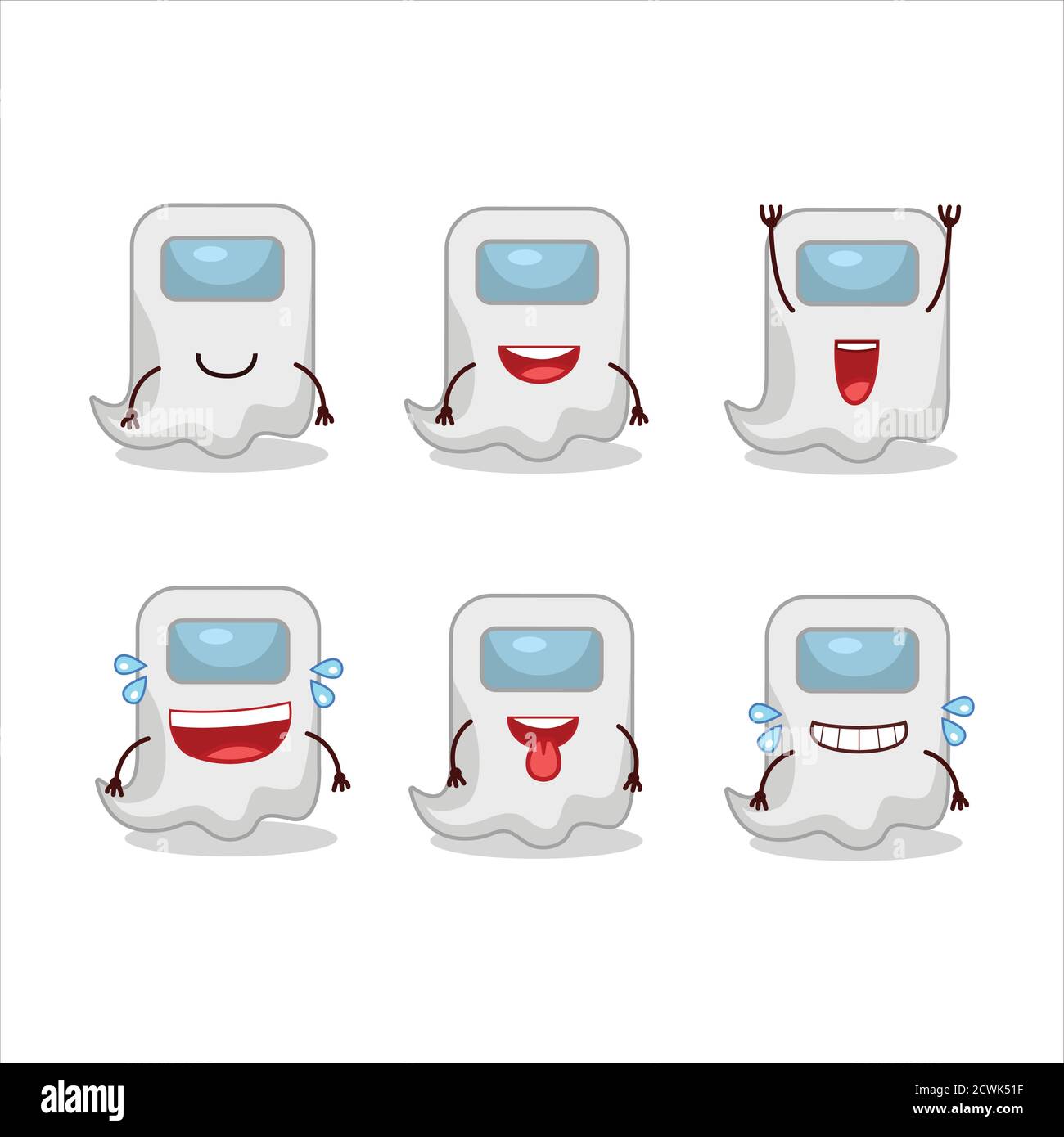 Personaggio cartoon di fantasma tra noi bianco con espressione sorriso Illustrazione Vettoriale