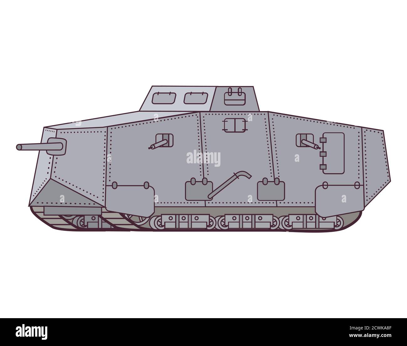 Carro armato tedesco A7V della prima guerra mondiale. Illustrazione Vettoriale