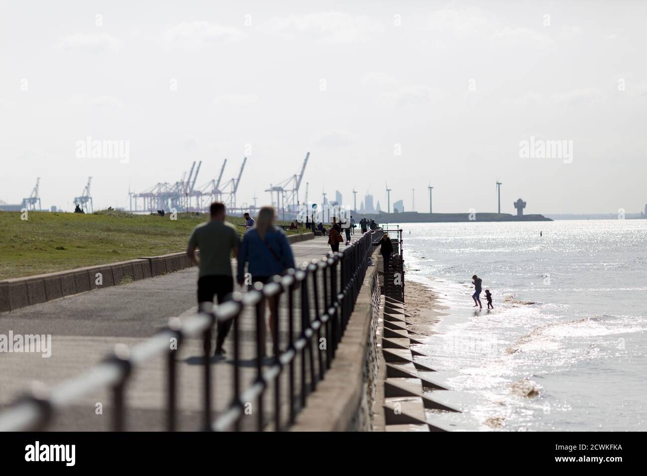 Crosby Beach , parte della costa Merseyside a nord di Liverpool nel distretto metropolitano di Sefton, Inghilterra. Foto Stock