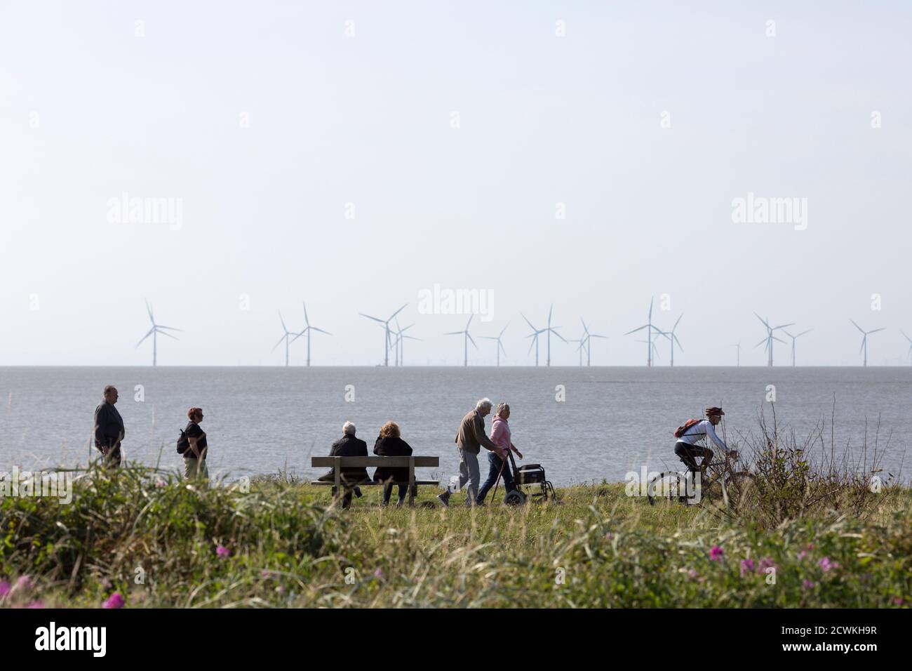 Crosby Beach , parte della costa Merseyside a nord di Liverpool nel distretto metropolitano di Sefton, Inghilterra. Foto Stock