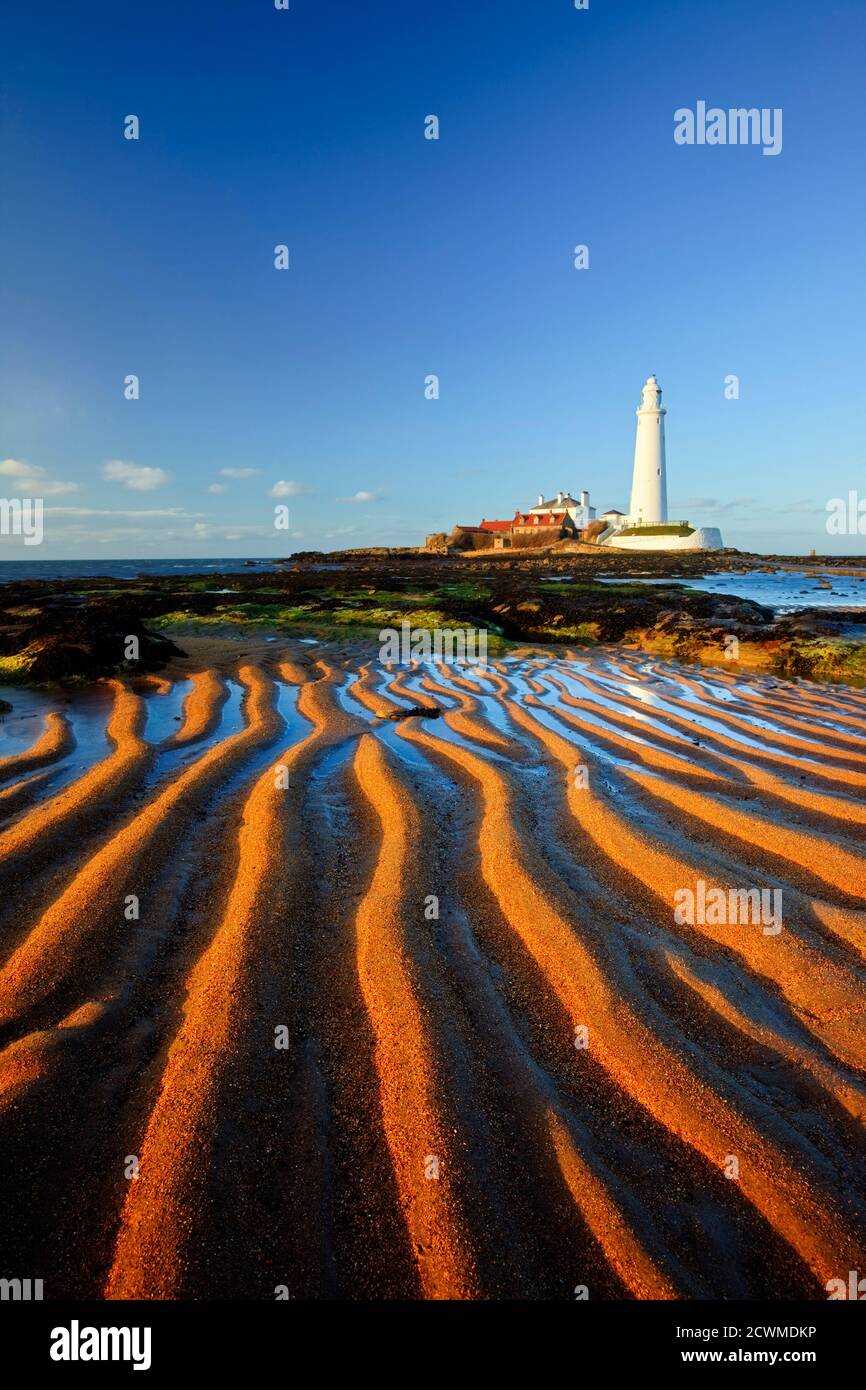 St. Mary's Lighthouse, Whitley Bay, Tyne and Wear, Inghilterra Foto Stock