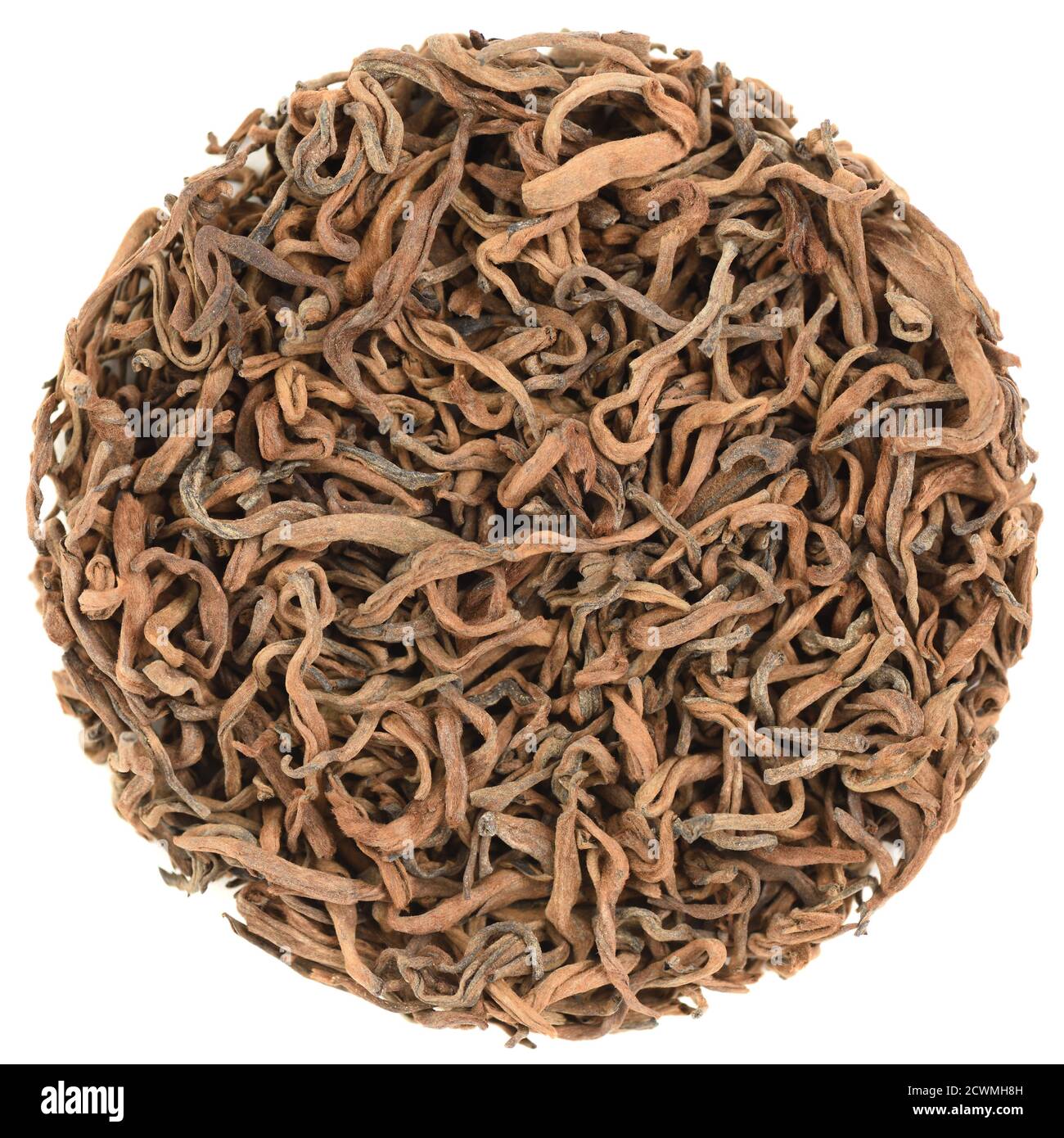 Sciolto imperatore d'oro puerh in forma rotonda isolato Foto Stock