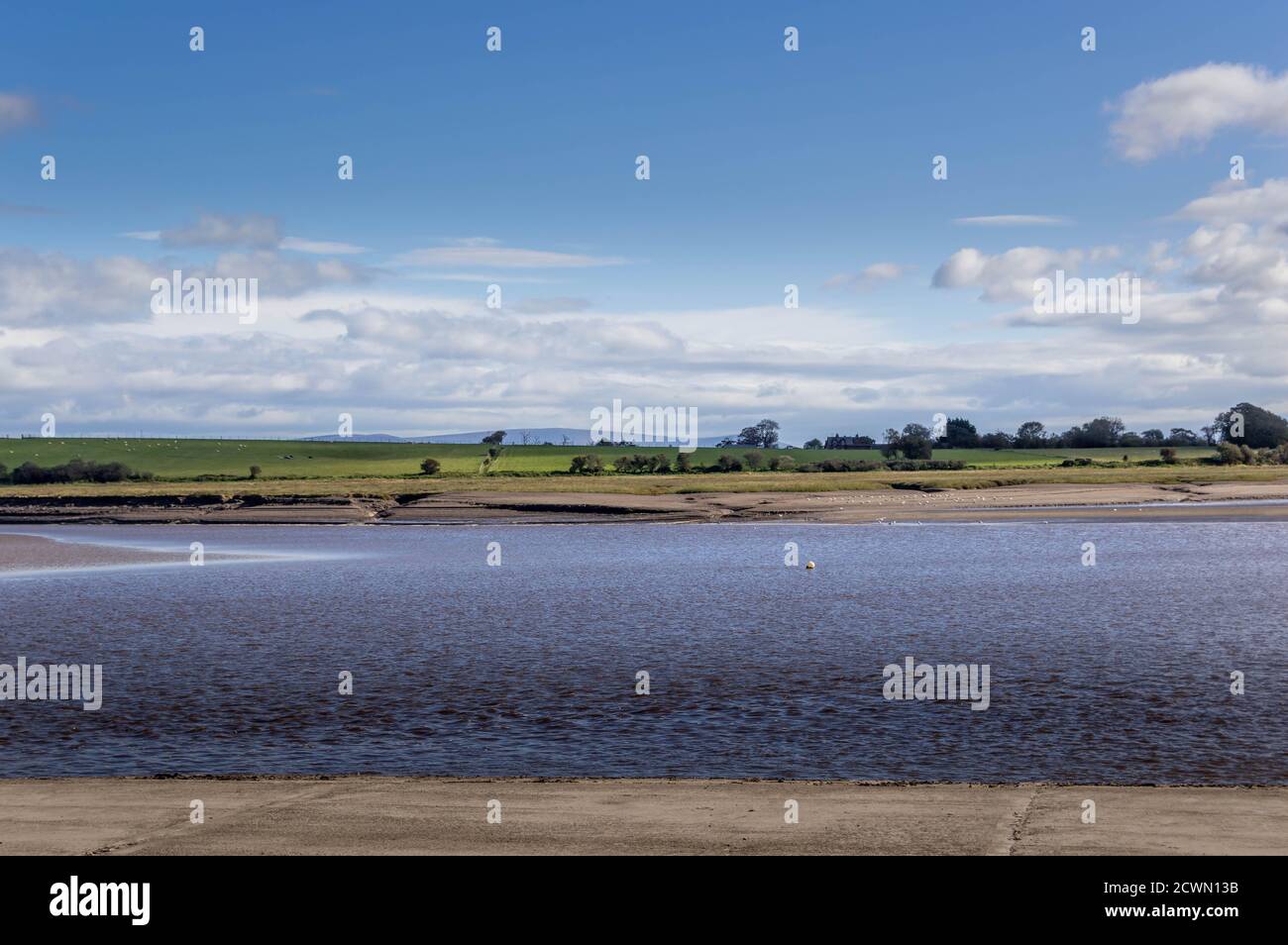 Vista sul fiume Wyre in Lancashire Foto Stock