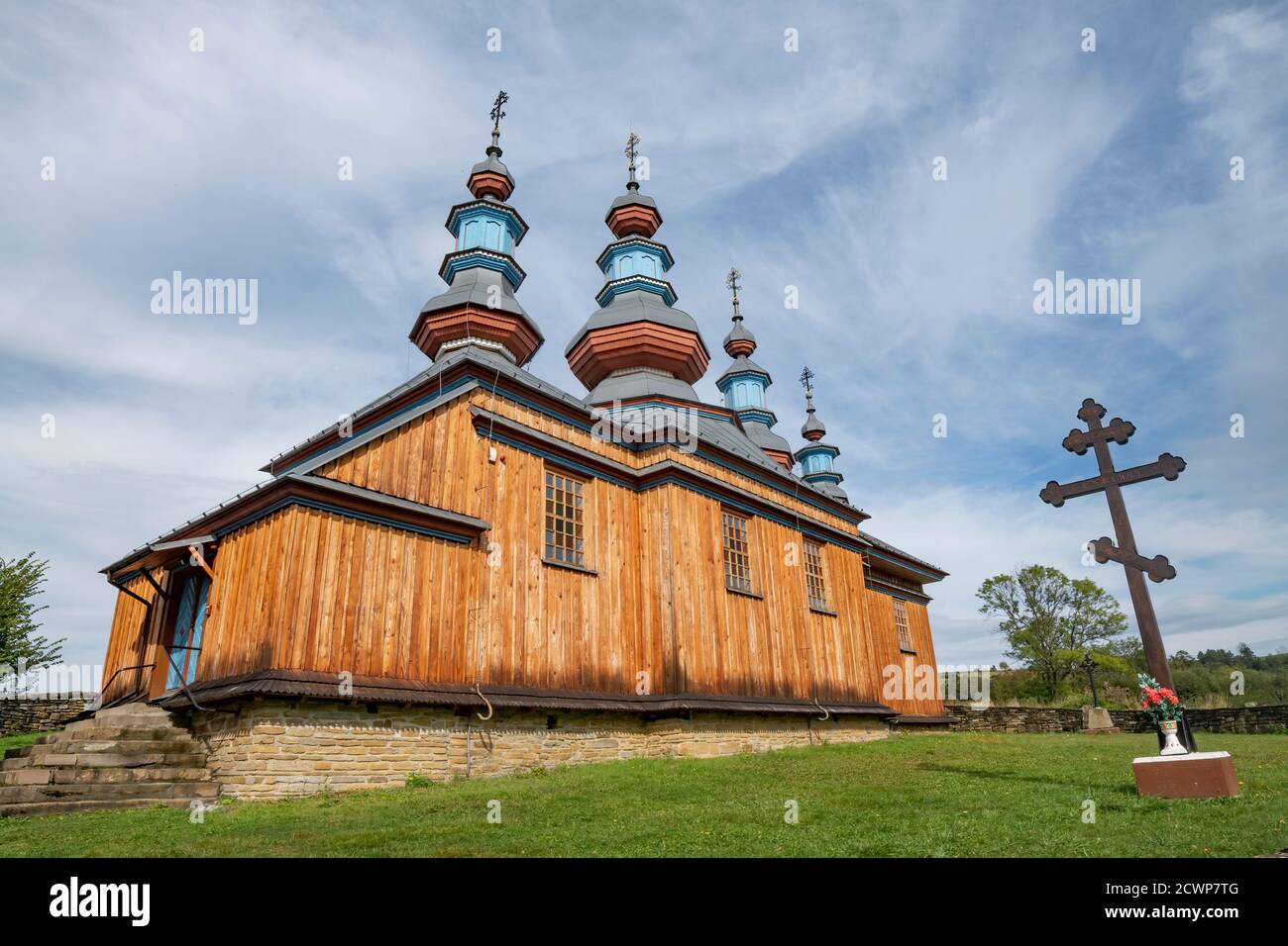 Chiesa ortodossa di legno a Komancza, nella Polonia orientale. Europa Foto Stock