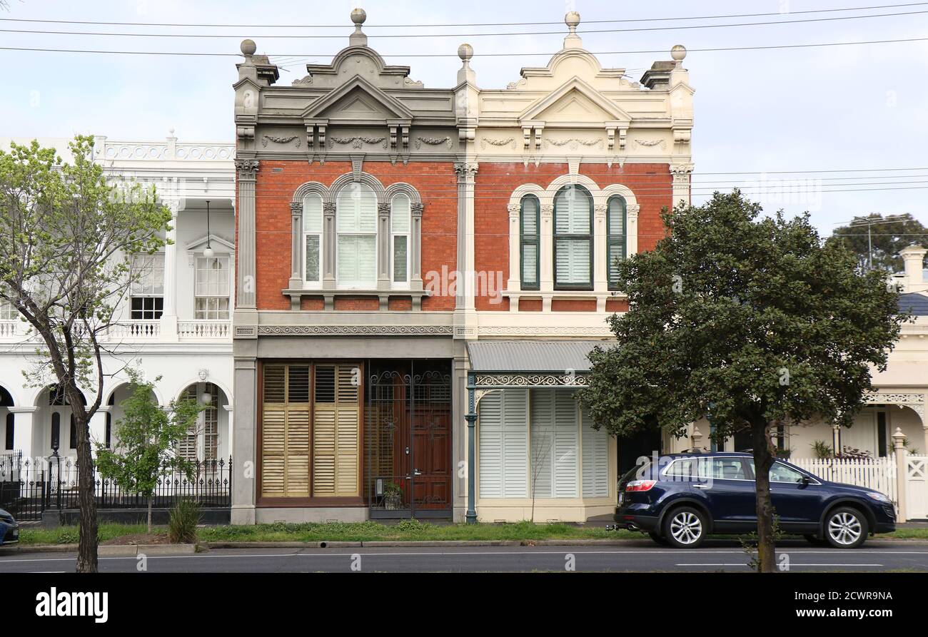 Melbourne Australia: Architettura del patrimonio nelle strade suburbane di Melbourne . Foto Stock