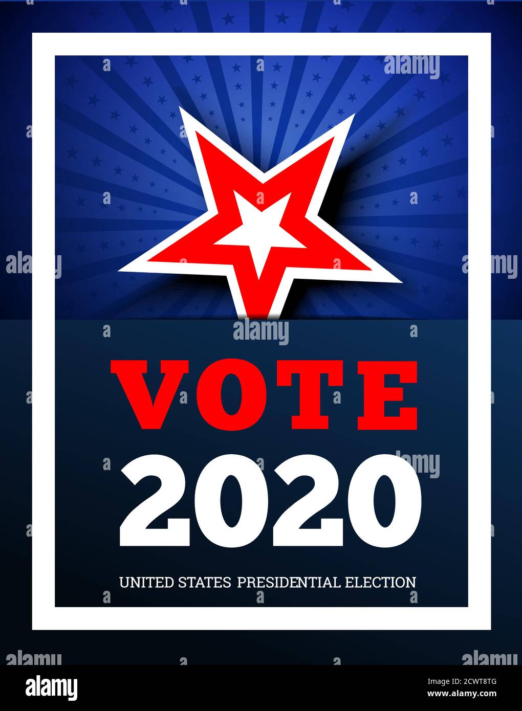 Voto 2020 negli Stati Uniti. Sfondo dell'illustrazione vettoriale con stella Illustrazione Vettoriale