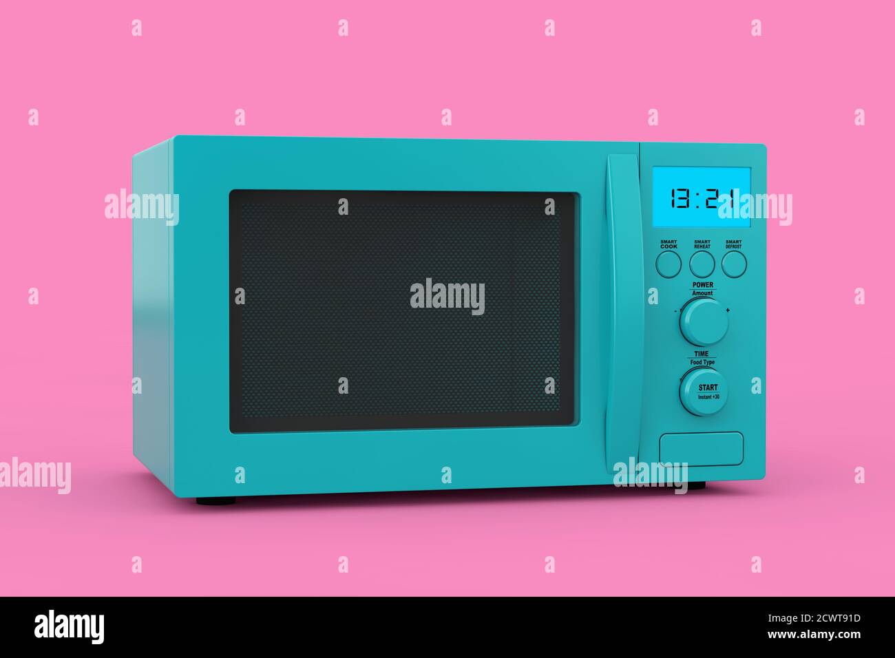 Forno a microonde blu moderno in stile Duotone su sfondo rosa. Rendering 3d  Foto stock - Alamy