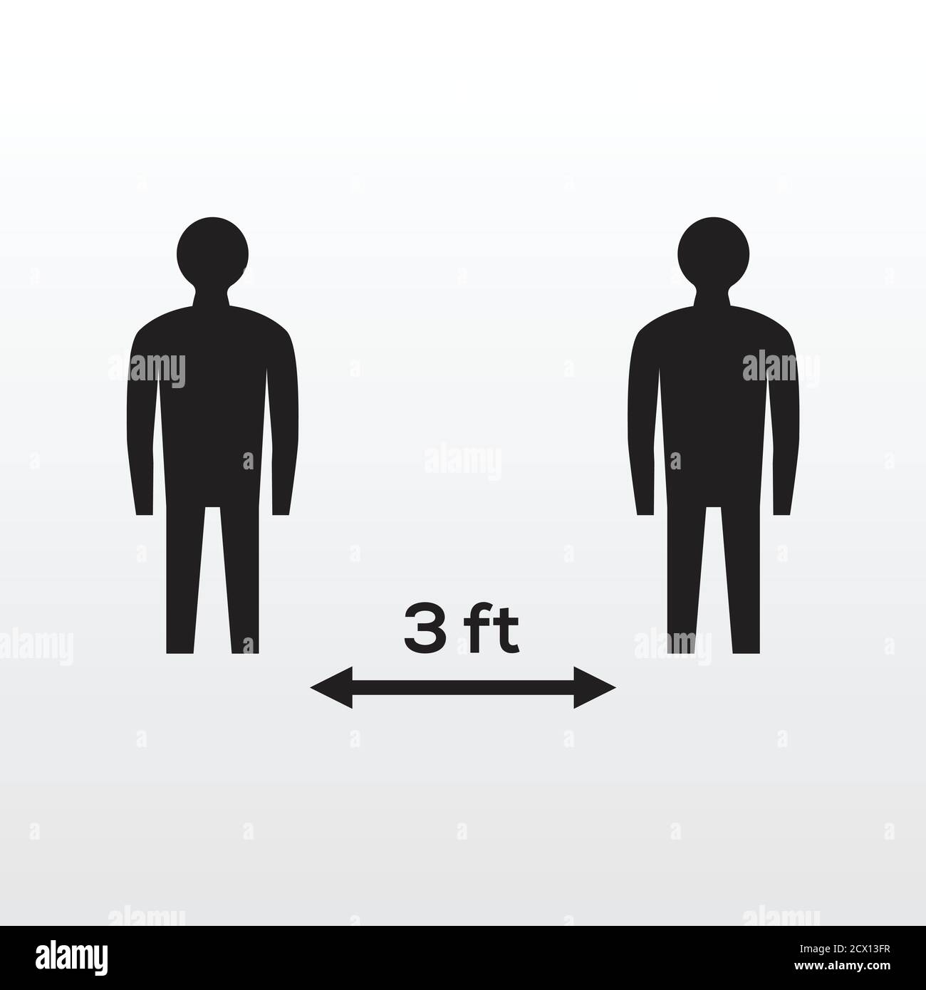 Icona di allontanamento sociale. Silhouette bianche e nere icona semplice uomo di distanza sociale. Mantenga il vostro distanziamento sociale Illustrazione Vettoriale