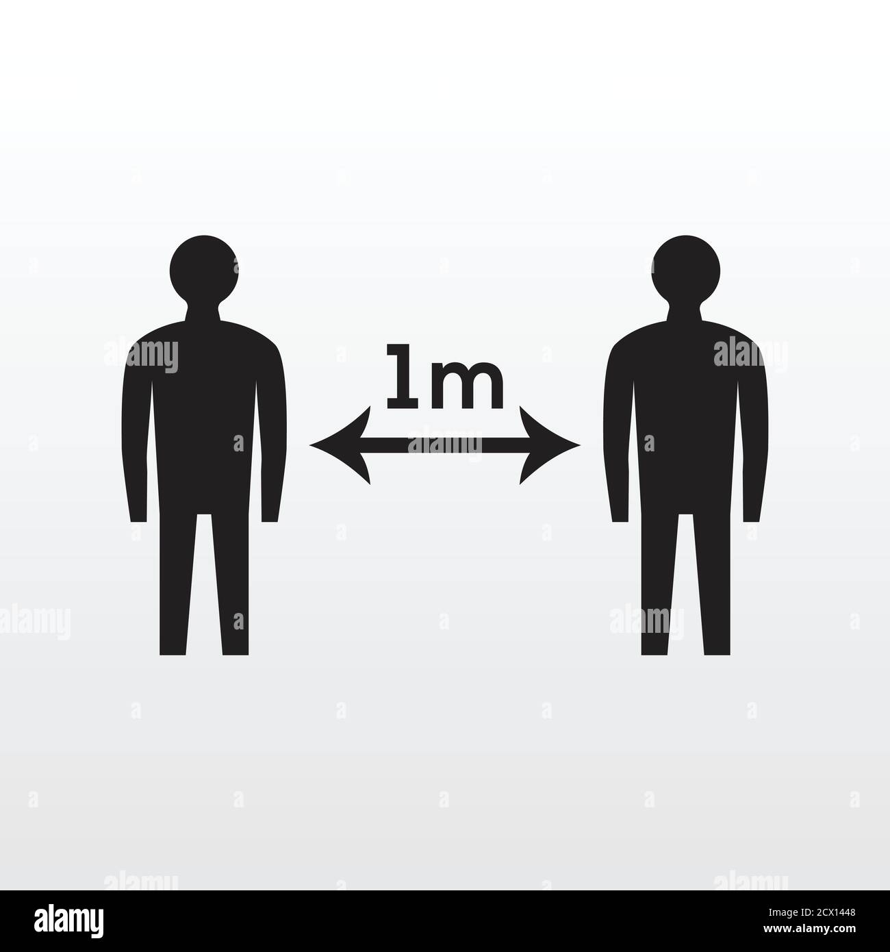 Icona di allontanamento sociale. Silhouette bianche e nere icona semplice uomo di distanza sociale. Mantenga il vostro distanziamento sociale Illustrazione Vettoriale