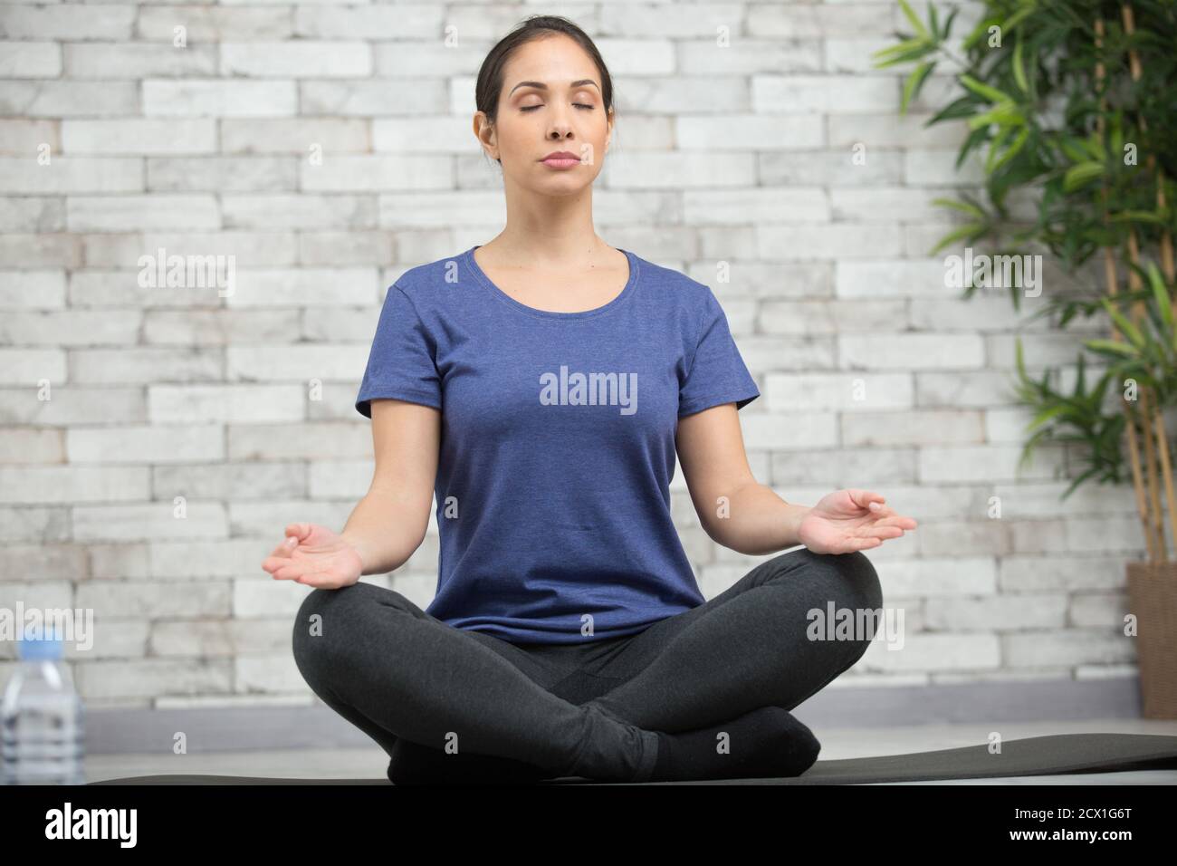 giovane donna attraente che pratica yoga Foto Stock